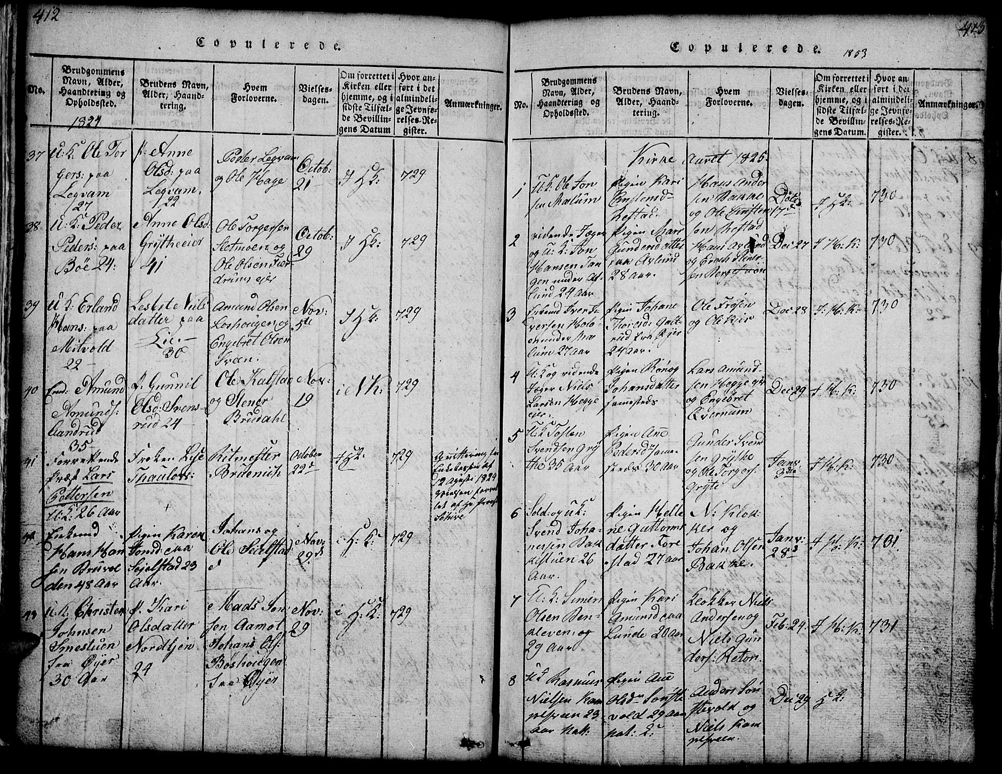 Gausdal prestekontor, SAH/PREST-090/H/Ha/Hab/L0001: Parish register (copy) no. 1, 1817-1848, p. 412-413