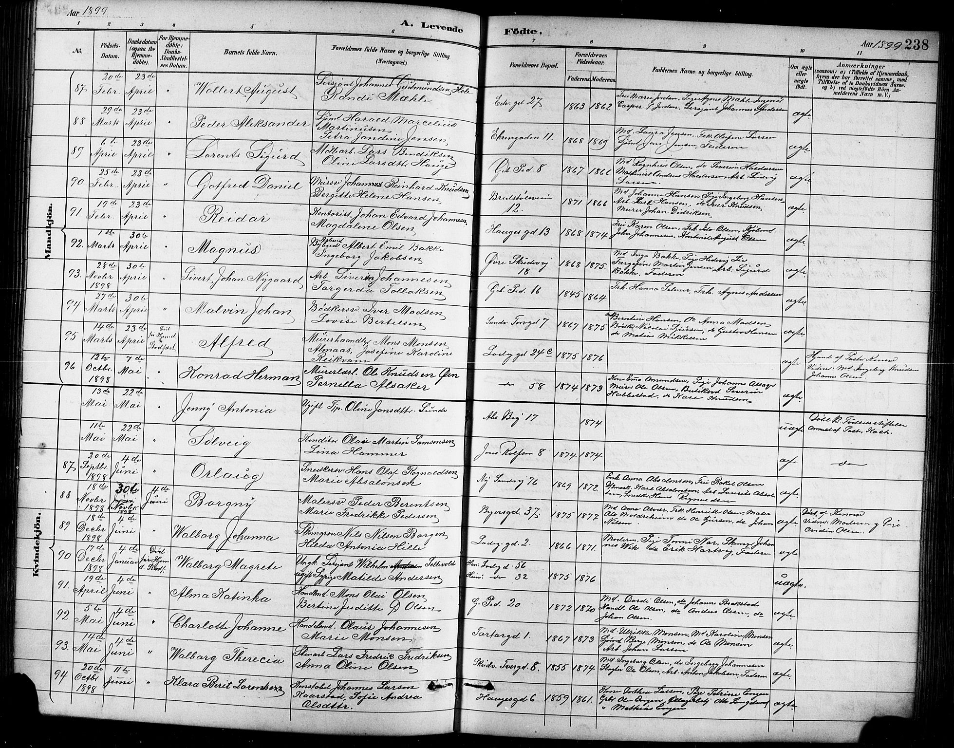 Sandviken Sokneprestembete, SAB/A-77601/H/Hb/L0002: Parish register (copy) no. A 3, 1888-1902, p. 238