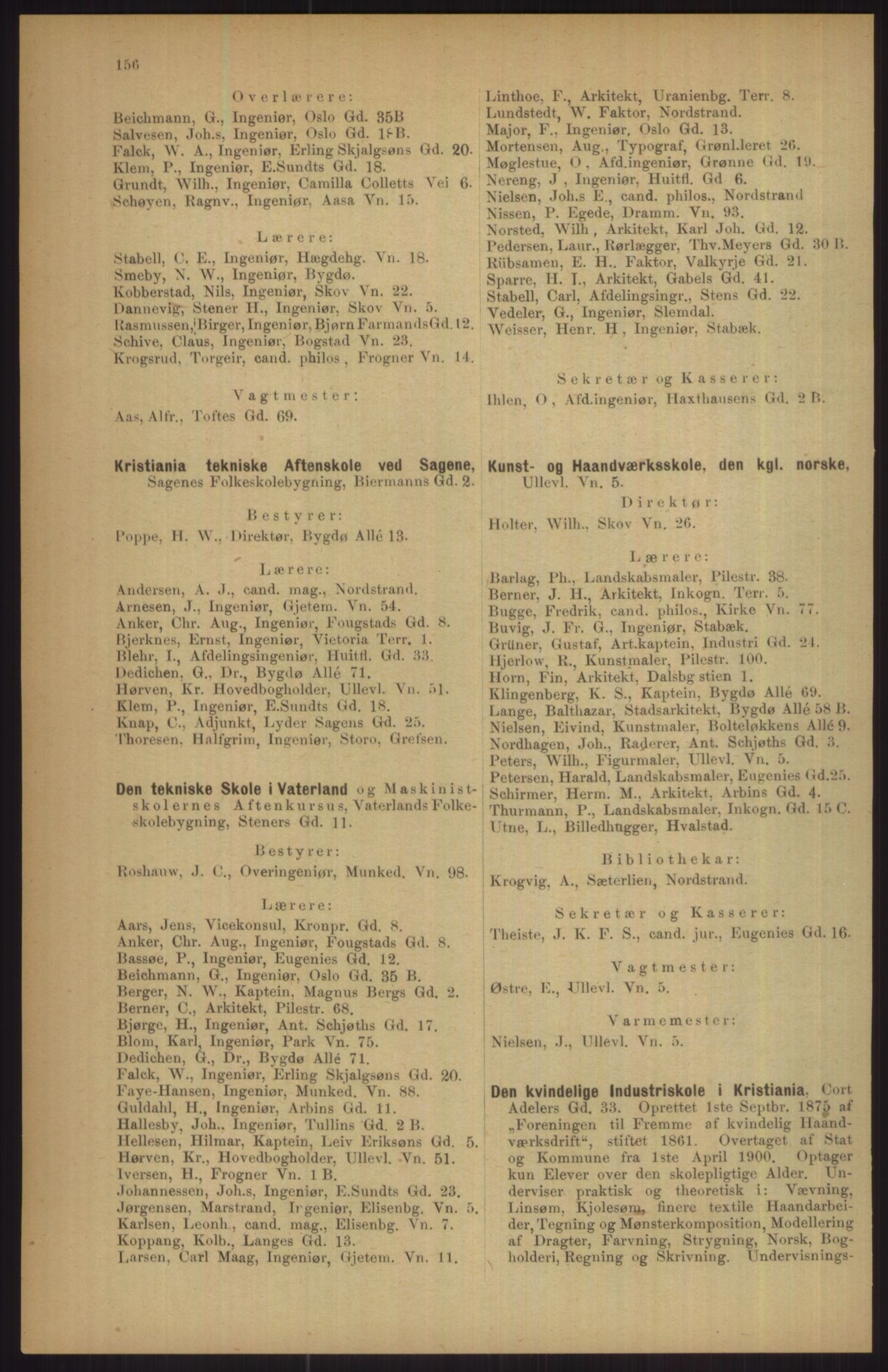 Kristiania/Oslo adressebok, PUBL/-, 1911, p. 156