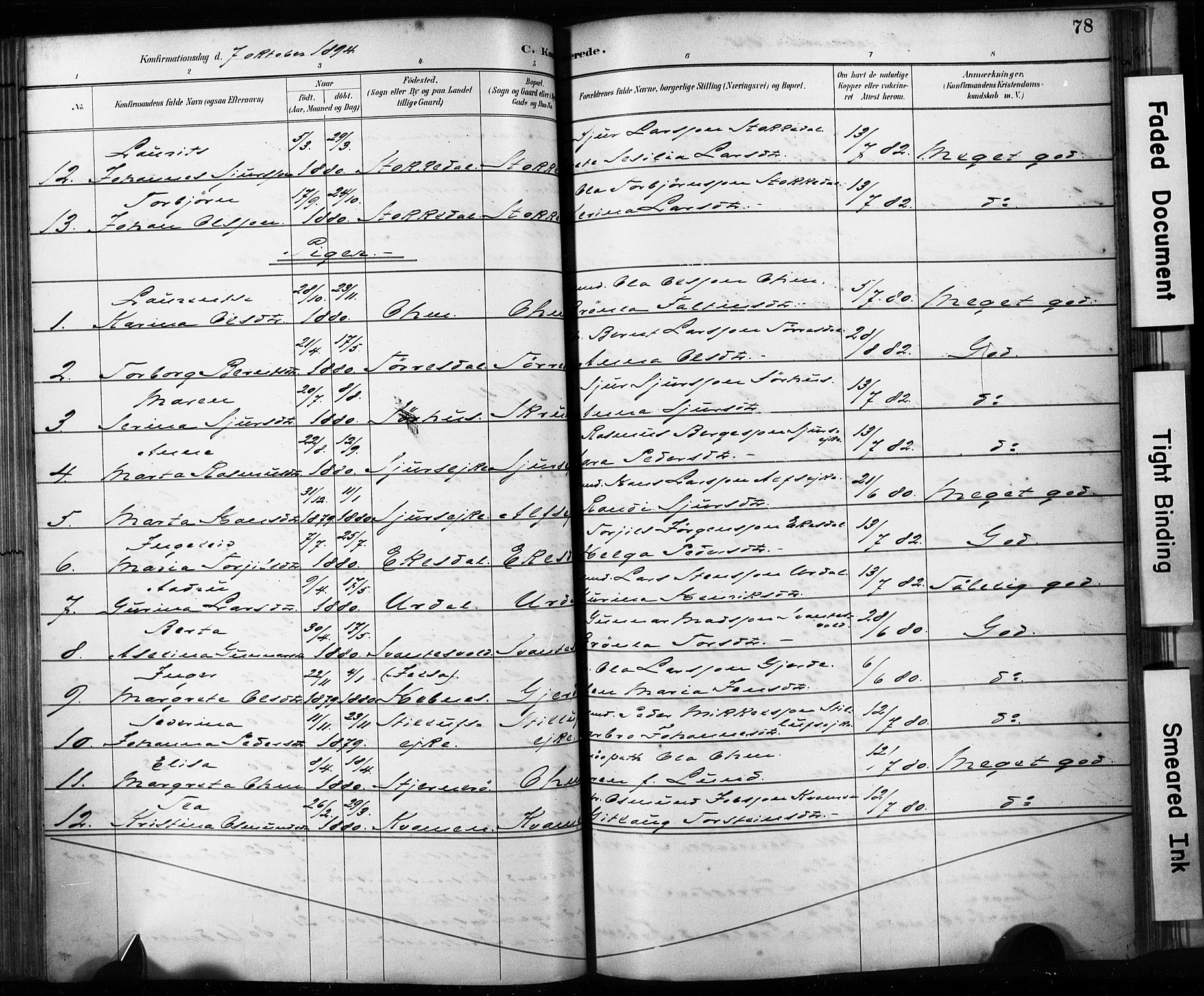 Skjold sokneprestkontor, AV/SAST-A-101847/H/Ha/Haa/L0009: Parish register (official) no. A 9, 1882-1898, p. 78