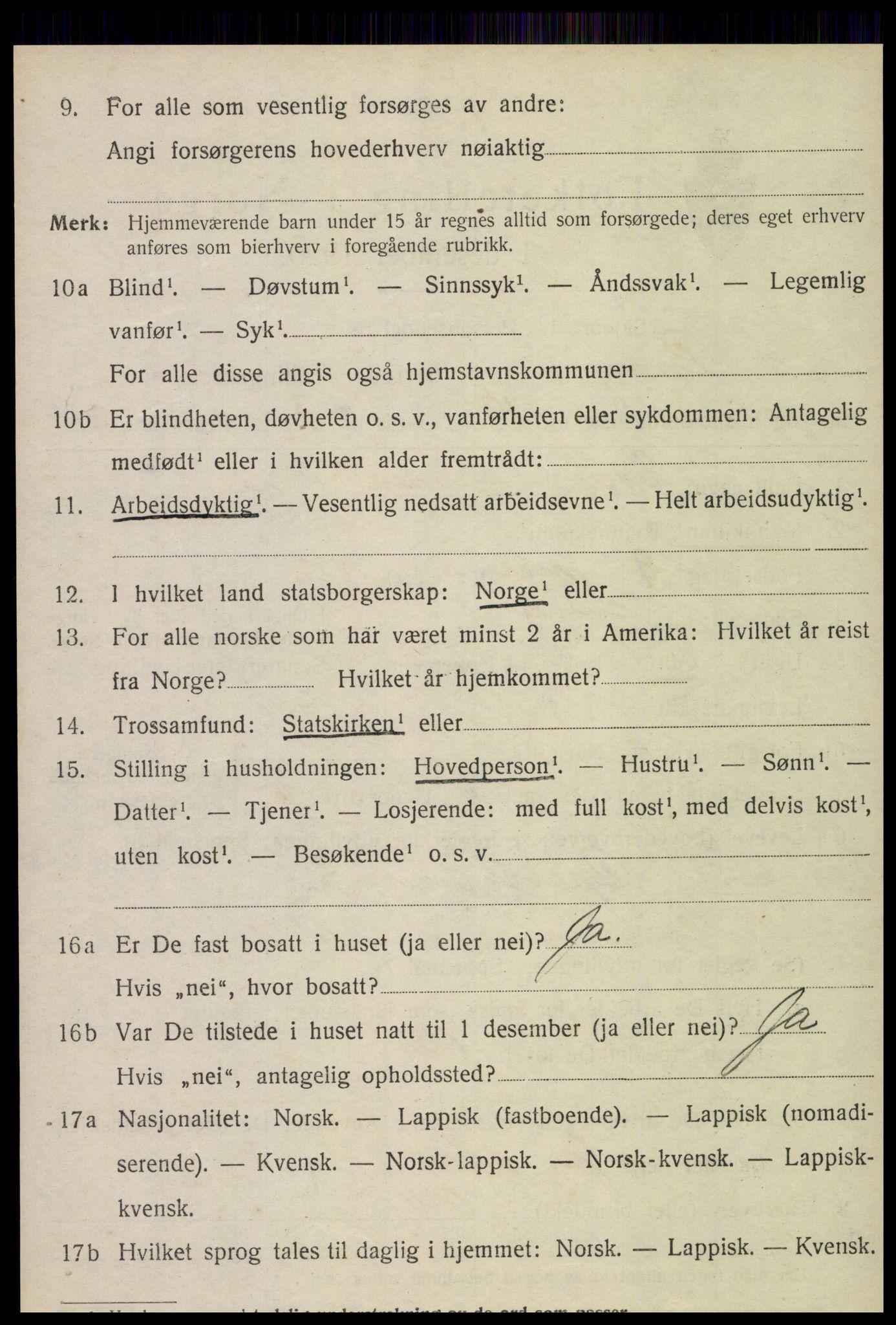 SAT, 1920 census for Grong, 1920, p. 1276