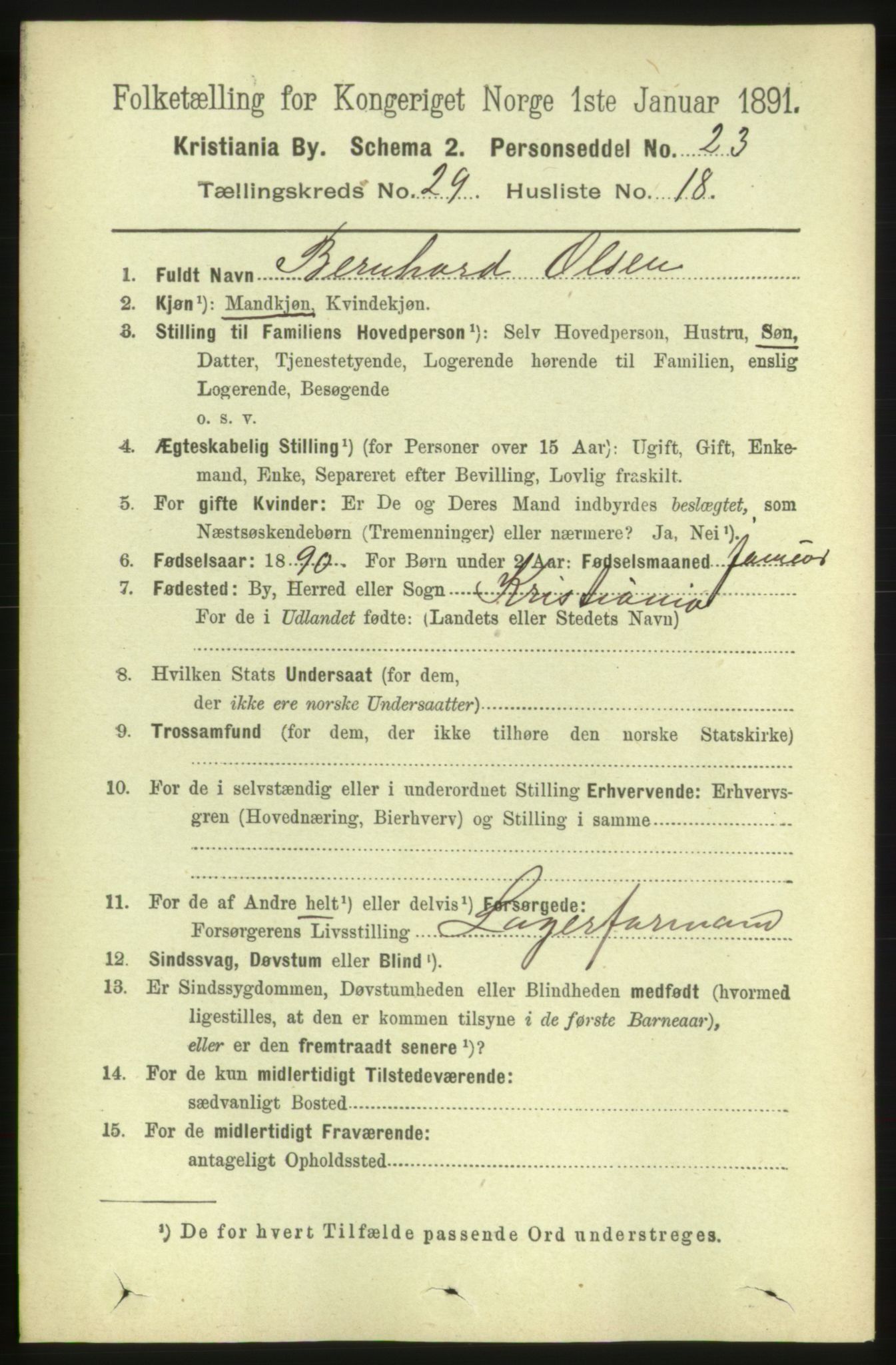 RA, 1891 census for 0301 Kristiania, 1891, p. 15358