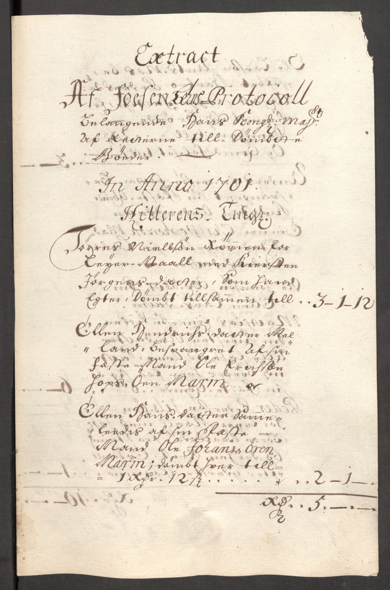 Rentekammeret inntil 1814, Reviderte regnskaper, Fogderegnskap, AV/RA-EA-4092/R57/L3854: Fogderegnskap Fosen, 1700-1701, p. 253