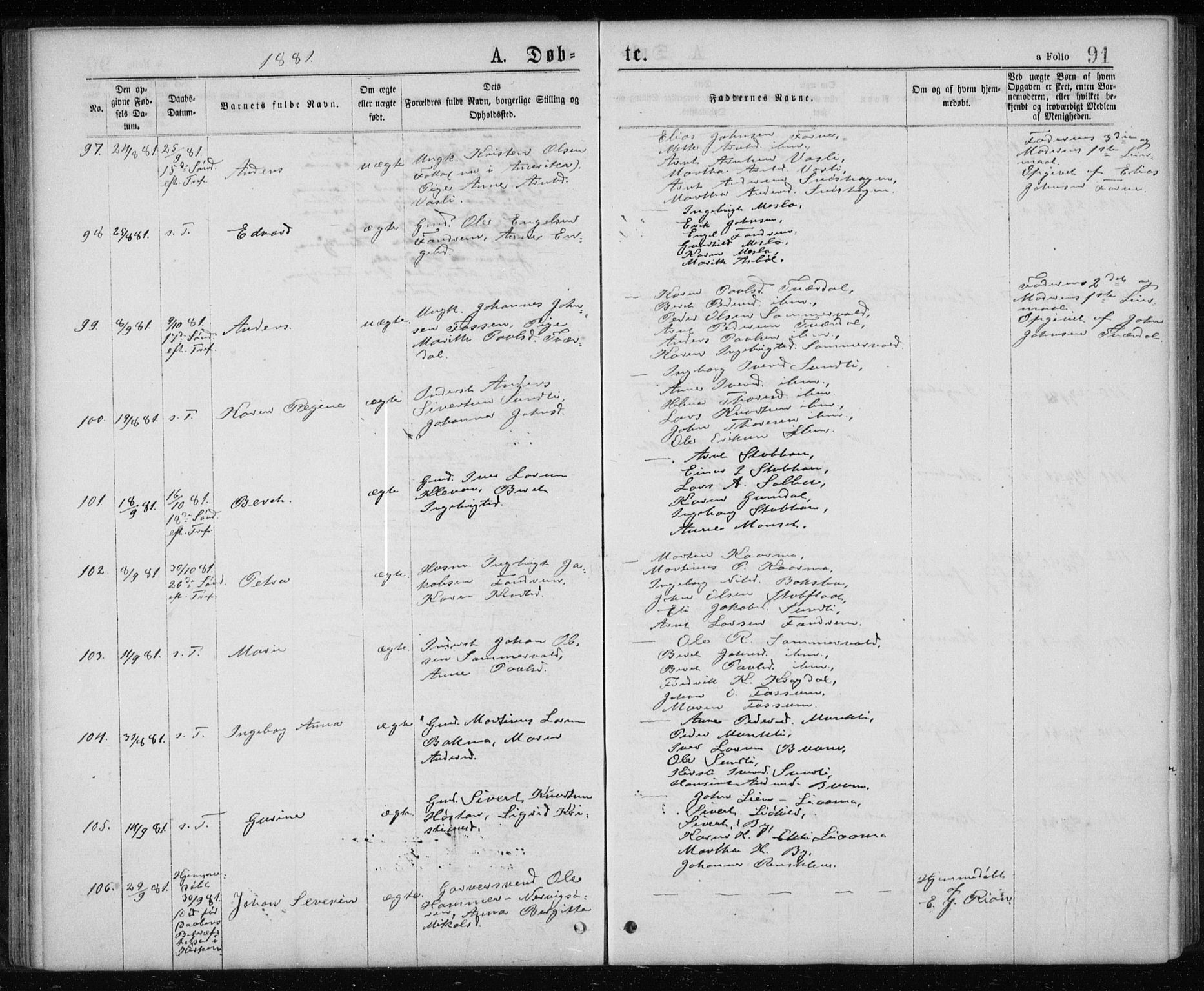 Ministerialprotokoller, klokkerbøker og fødselsregistre - Sør-Trøndelag, AV/SAT-A-1456/668/L0817: Parish register (copy) no. 668C06, 1873-1884, p. 91