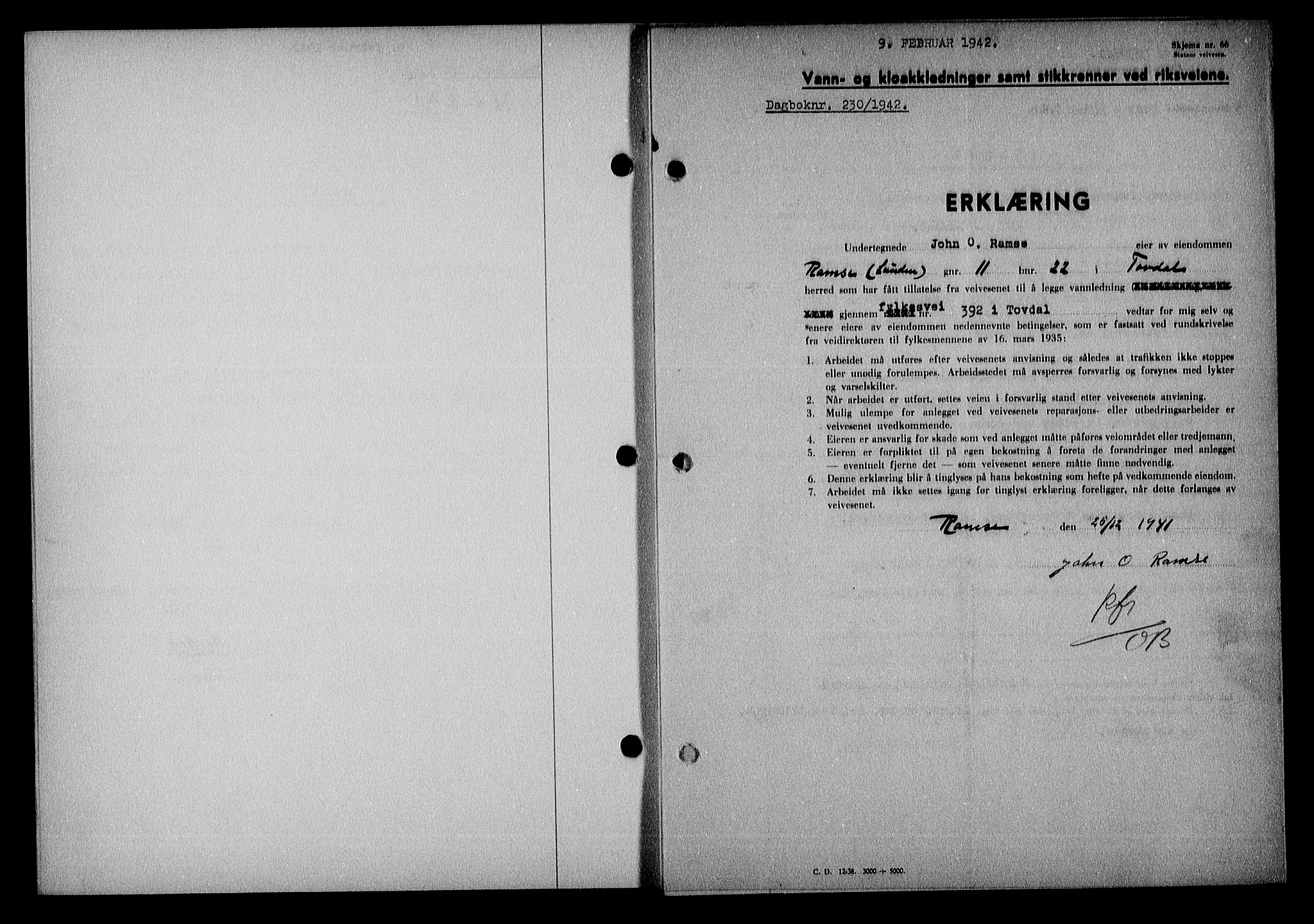 Nedenes sorenskriveri, SAK/1221-0006/G/Gb/Gba/L0049: Mortgage book no. A-III, 1941-1942, Diary no: : 230/1942