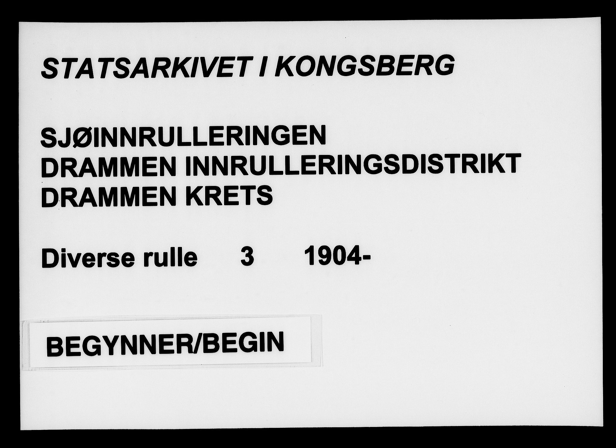 Drammen innrulleringsdistrikt, AV/SAKO-A-781/F/Fd/L0004: Maskinist- og fyrbøterrulle, 1904-1948, p. 1