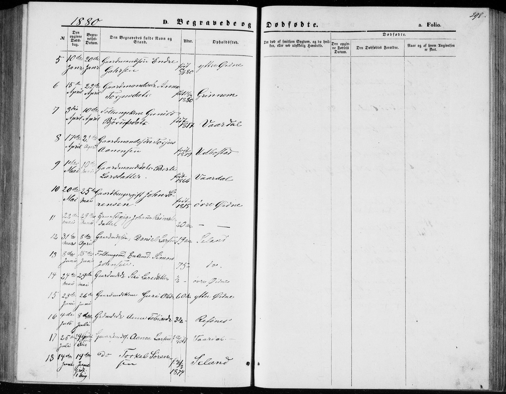 Bjelland sokneprestkontor, SAK/1111-0005/F/Fb/Fbc/L0002: Parish register (copy) no. B 2, 1867-1887, p. 298