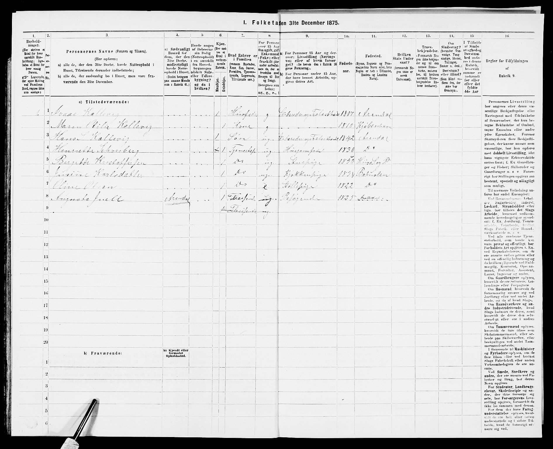 SAK, 1875 census for 0922P Hisøy, 1875, p. 723