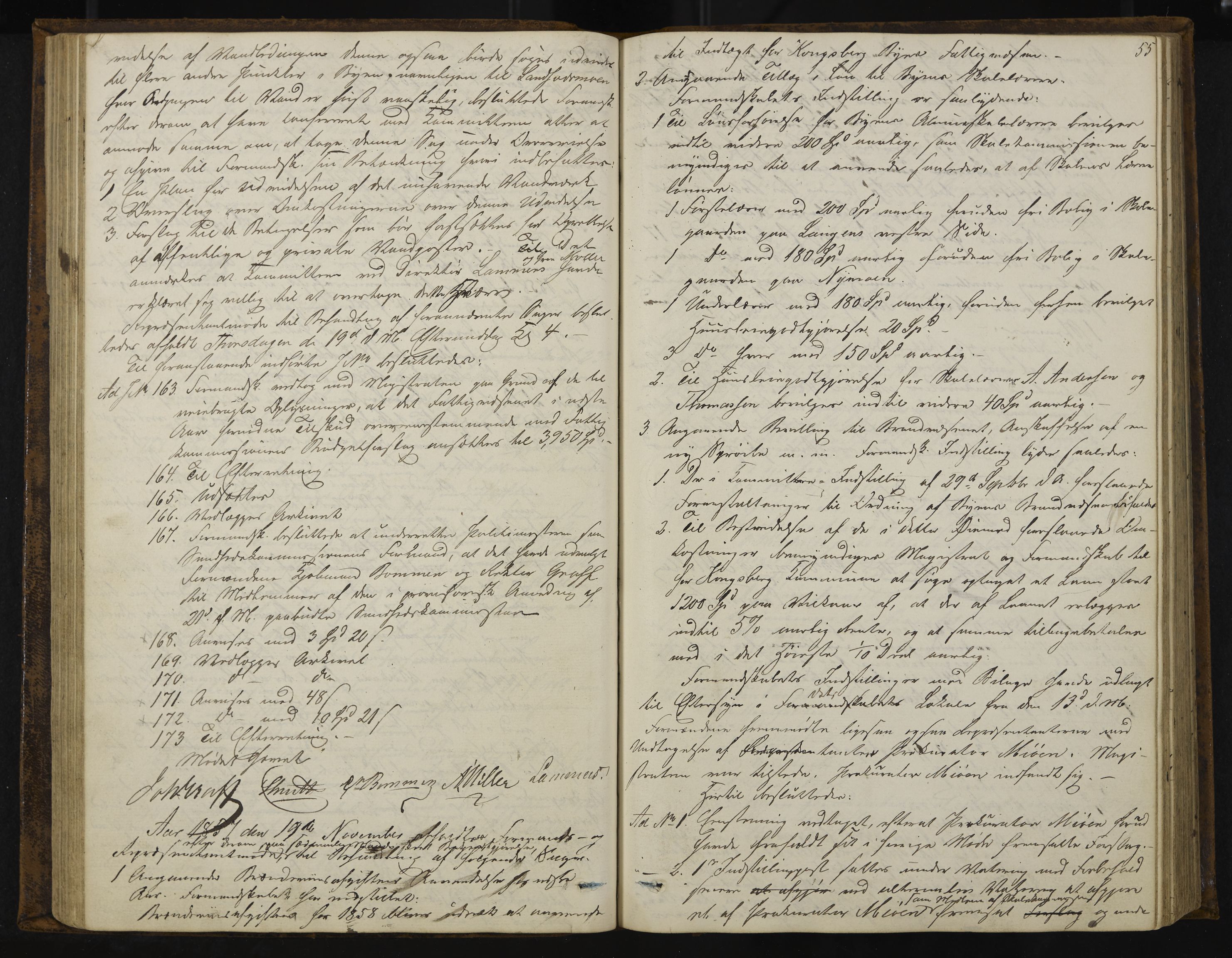 Kongsberg formannskap og sentraladministrasjon, IKAK/0604021-1/A/L0003: Møtebok med register, 1856-1861, p. 55