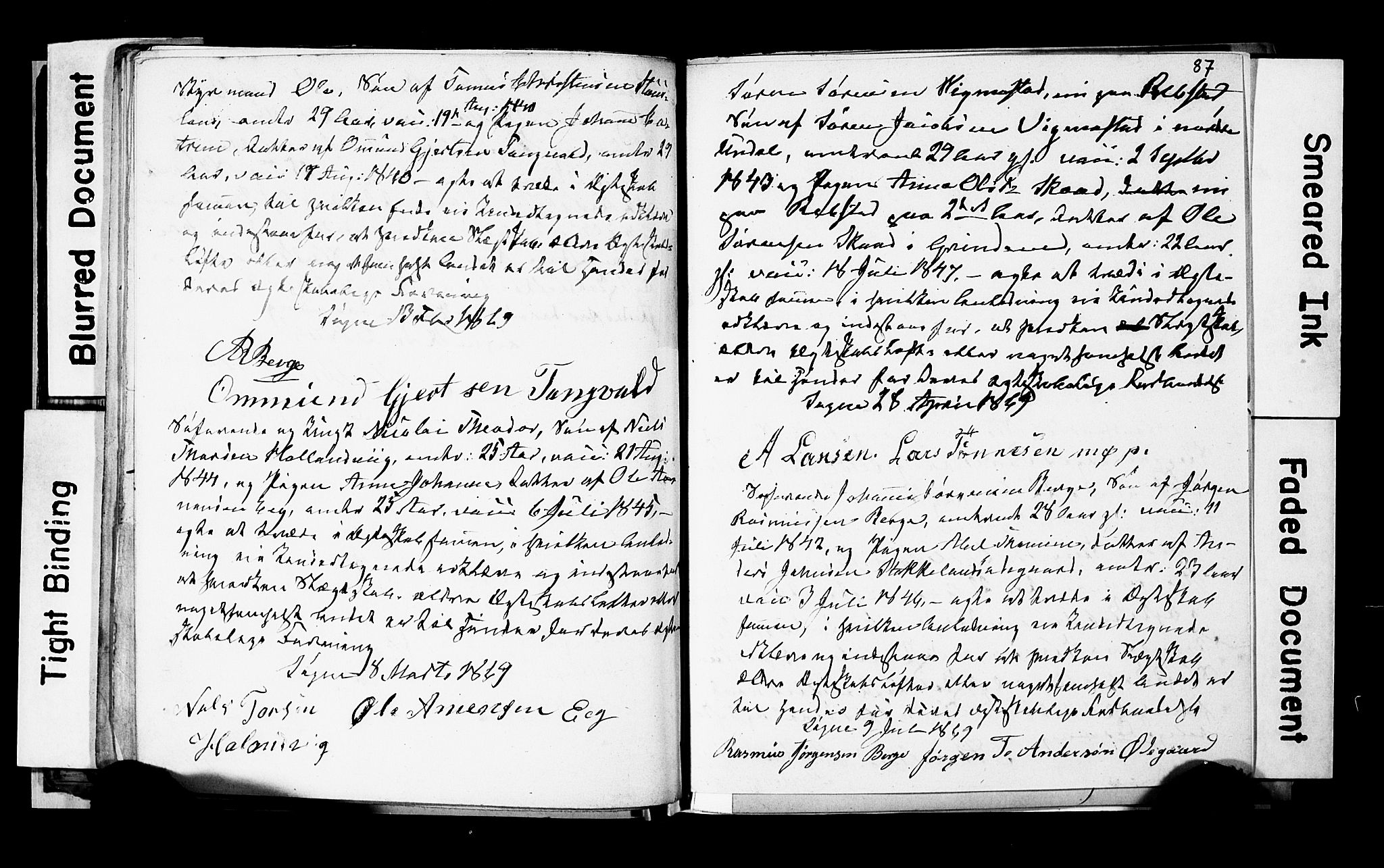 Søgne sokneprestkontor, SAK/1111-0037/F/Fe/L0001: Banns register no. A III 1, 1853-1870, p. 87