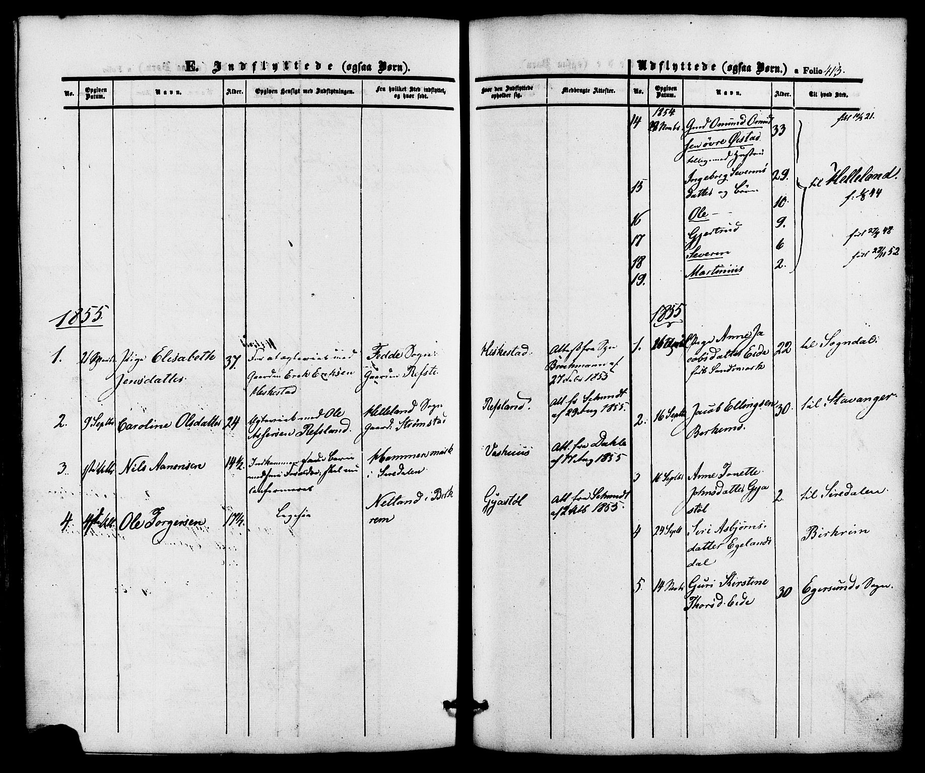 Lund sokneprestkontor, AV/SAST-A-101809/S06/L0010: Parish register (official) no. A 9, 1854-1886, p. 413