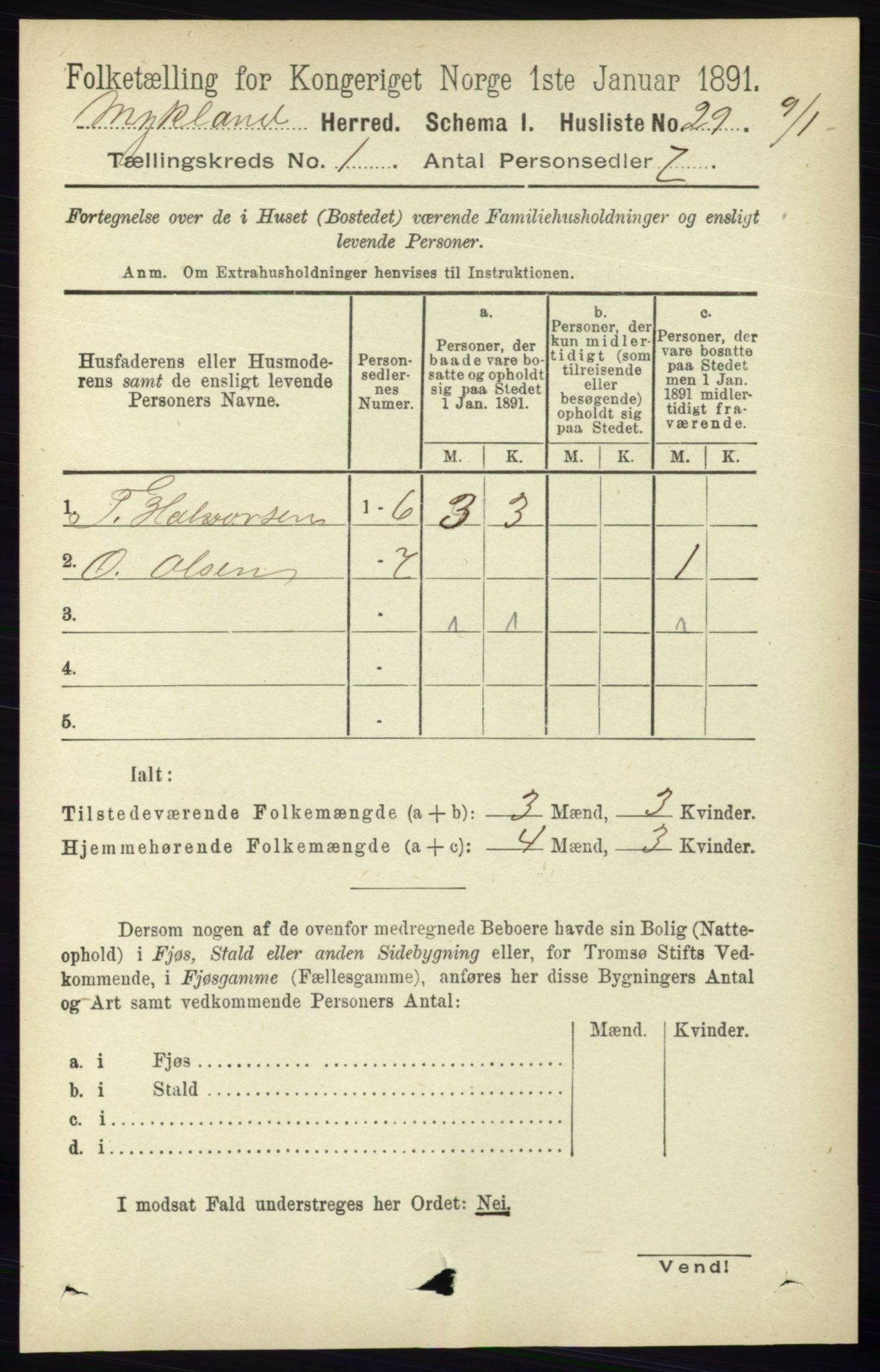 RA, 1891 census for 0932 Mykland, 1891, p. 40