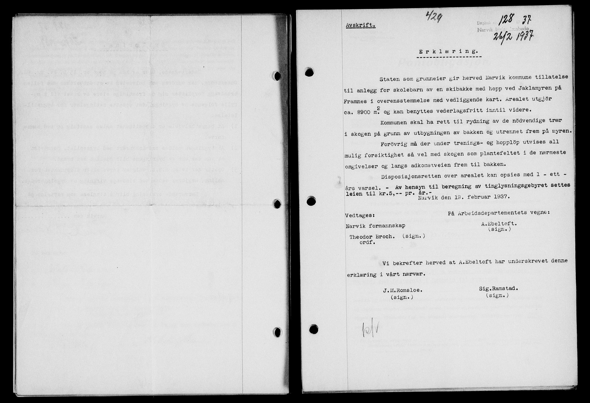 Narvik sorenskriveri, SAT/A-0002/1/2/2C/2Ca/L0011: Mortgage book no. 14, 1935-1937, Deed date: 26.02.1937