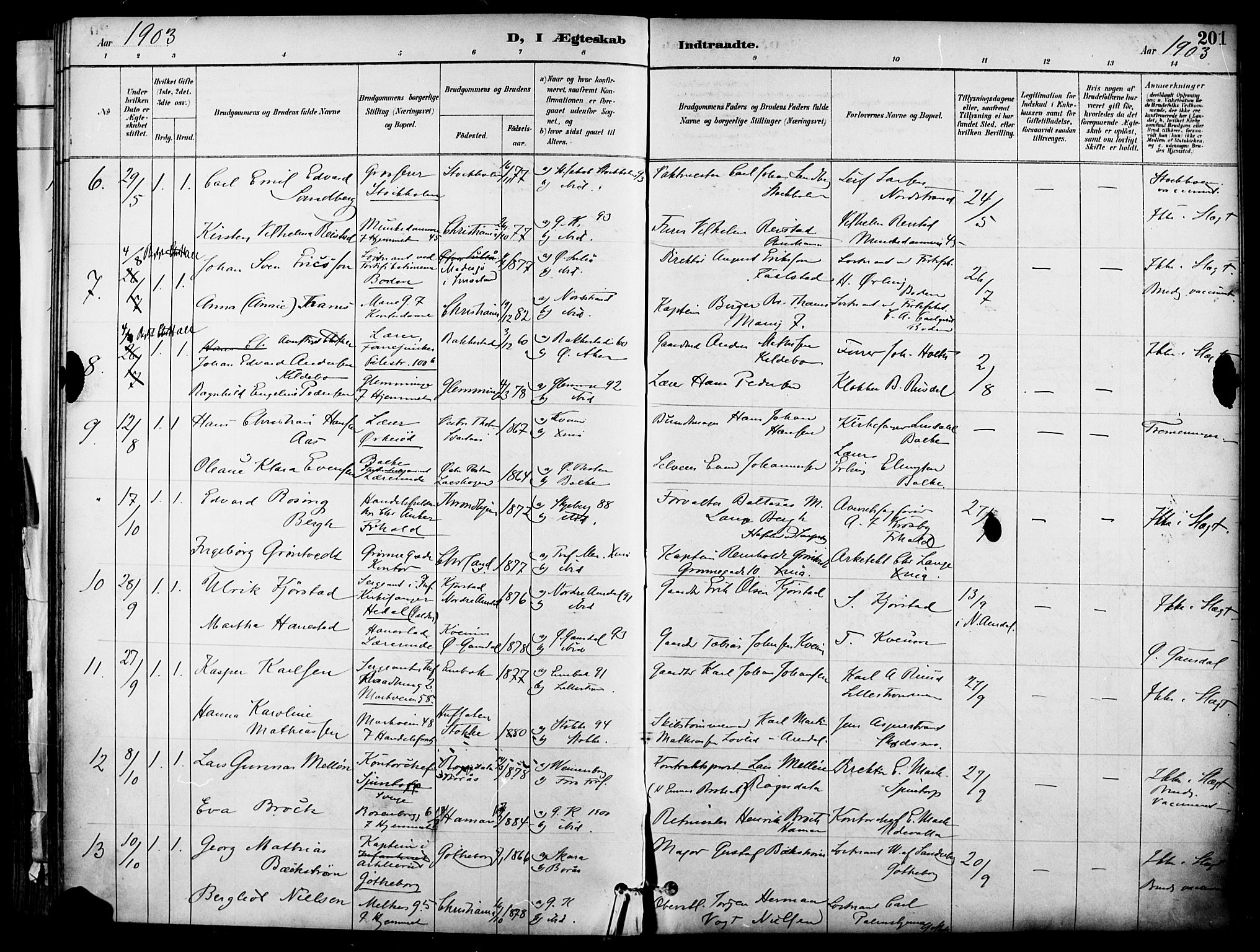Garnisonsmenigheten Kirkebøker, SAO/A-10846/F/Fa/L0013: Parish register (official) no. 13, 1894-1904, p. 201