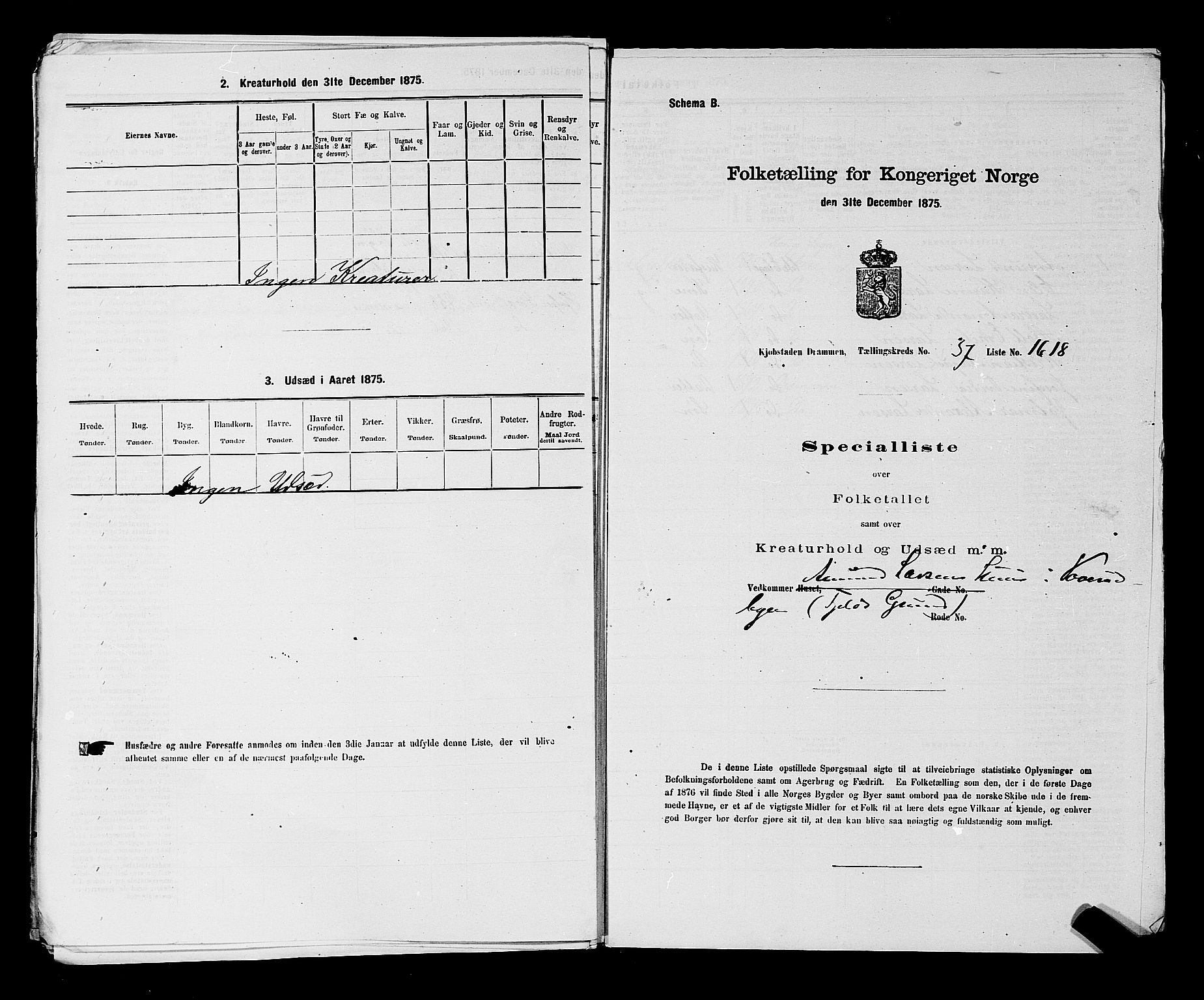 SAKO, 1875 census for 0602 Drammen, 1875, p. 3228