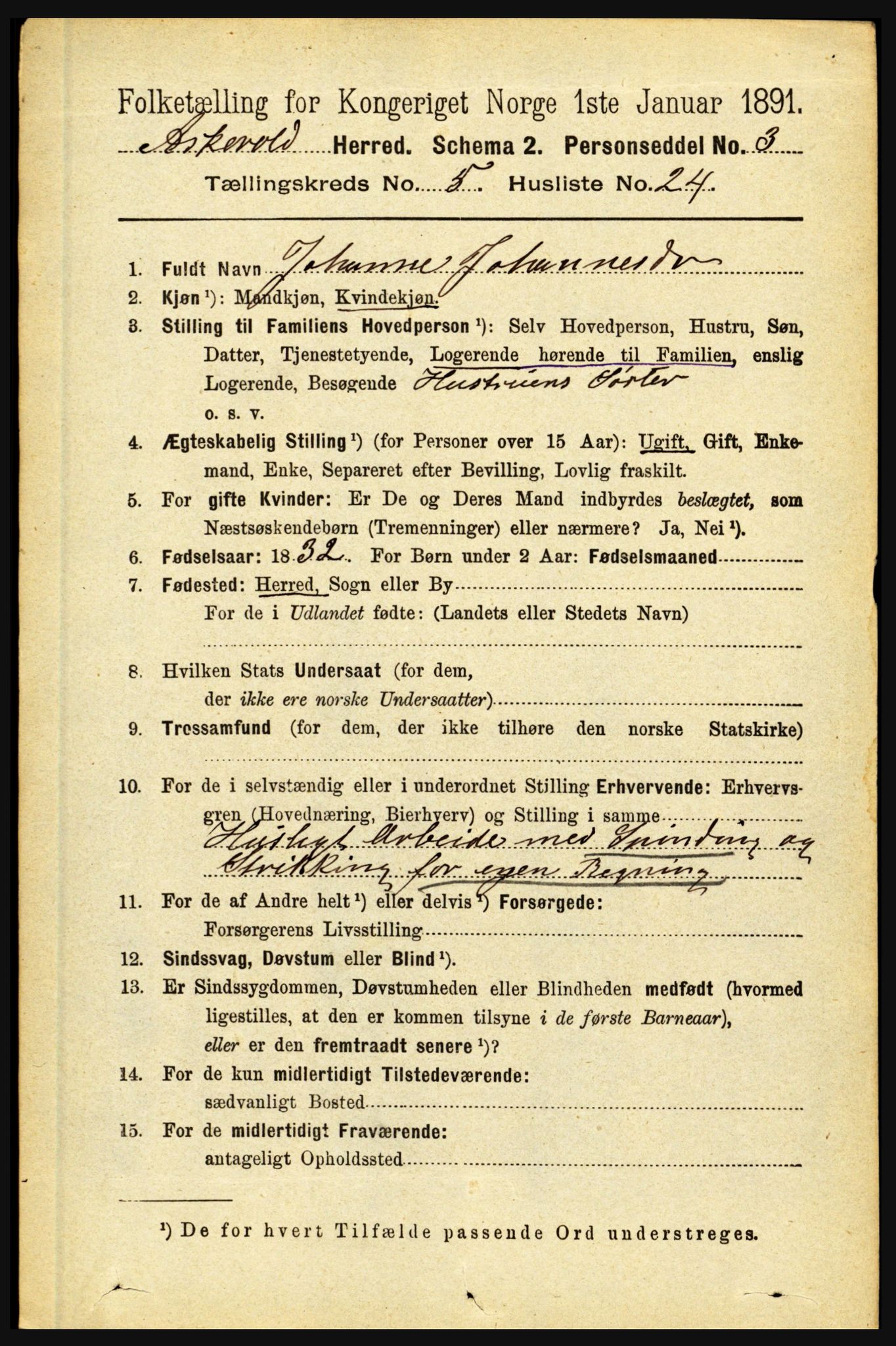 RA, 1891 census for 1428 Askvoll, 1891, p. 1648