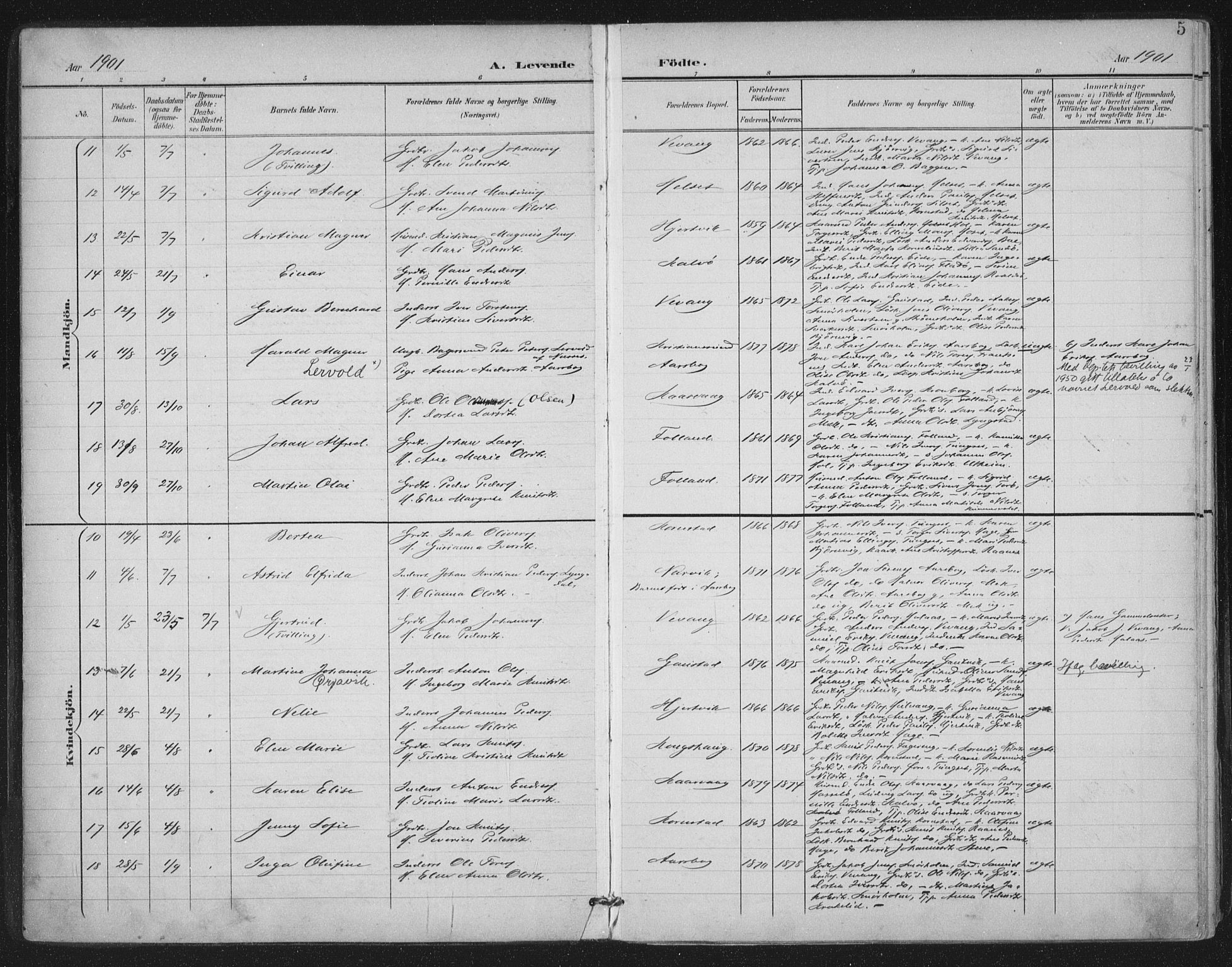 Ministerialprotokoller, klokkerbøker og fødselsregistre - Møre og Romsdal, AV/SAT-A-1454/570/L0833: Parish register (official) no. 570A07, 1901-1914, p. 5