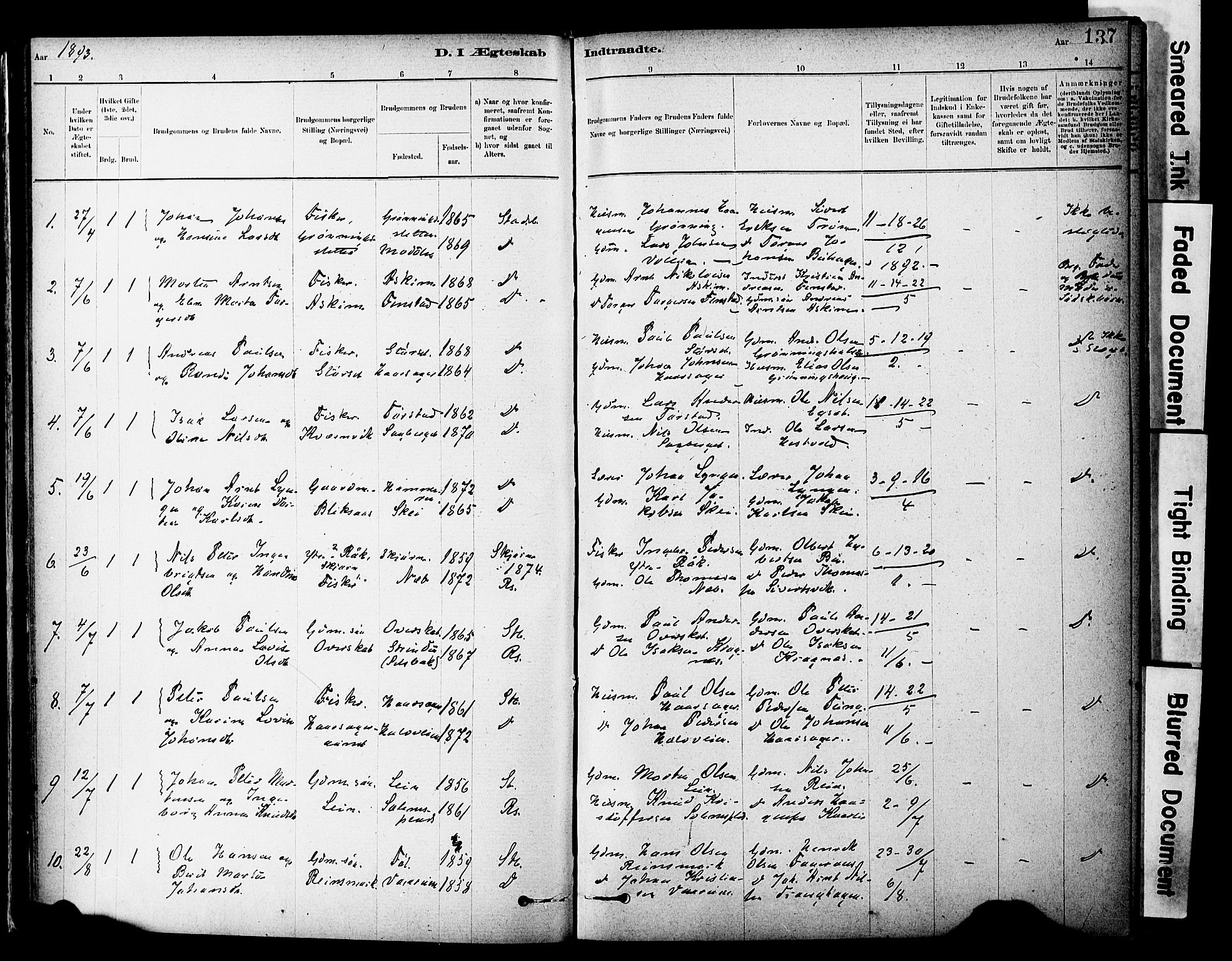 Ministerialprotokoller, klokkerbøker og fødselsregistre - Sør-Trøndelag, SAT/A-1456/646/L0615: Parish register (official) no. 646A13, 1885-1900, p. 137