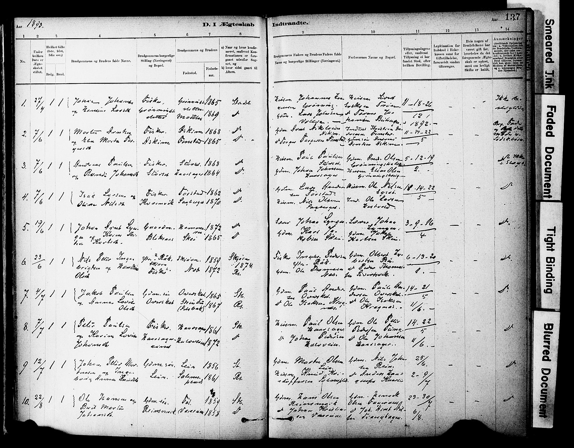 Ministerialprotokoller, klokkerbøker og fødselsregistre - Sør-Trøndelag, AV/SAT-A-1456/646/L0615: Parish register (official) no. 646A13, 1885-1900, p. 137