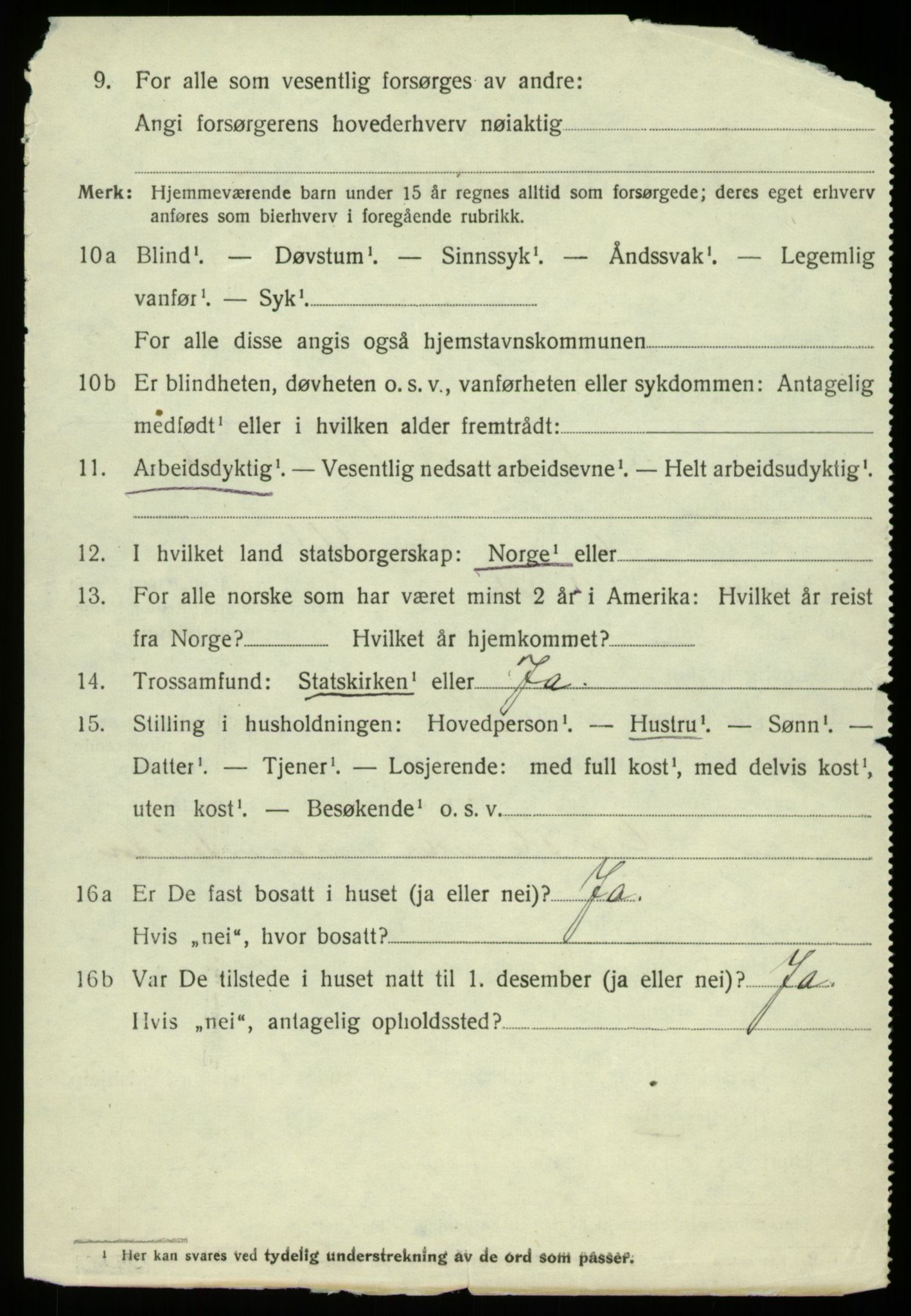 SAB, 1920 census for Fjell, 1920, p. 10621