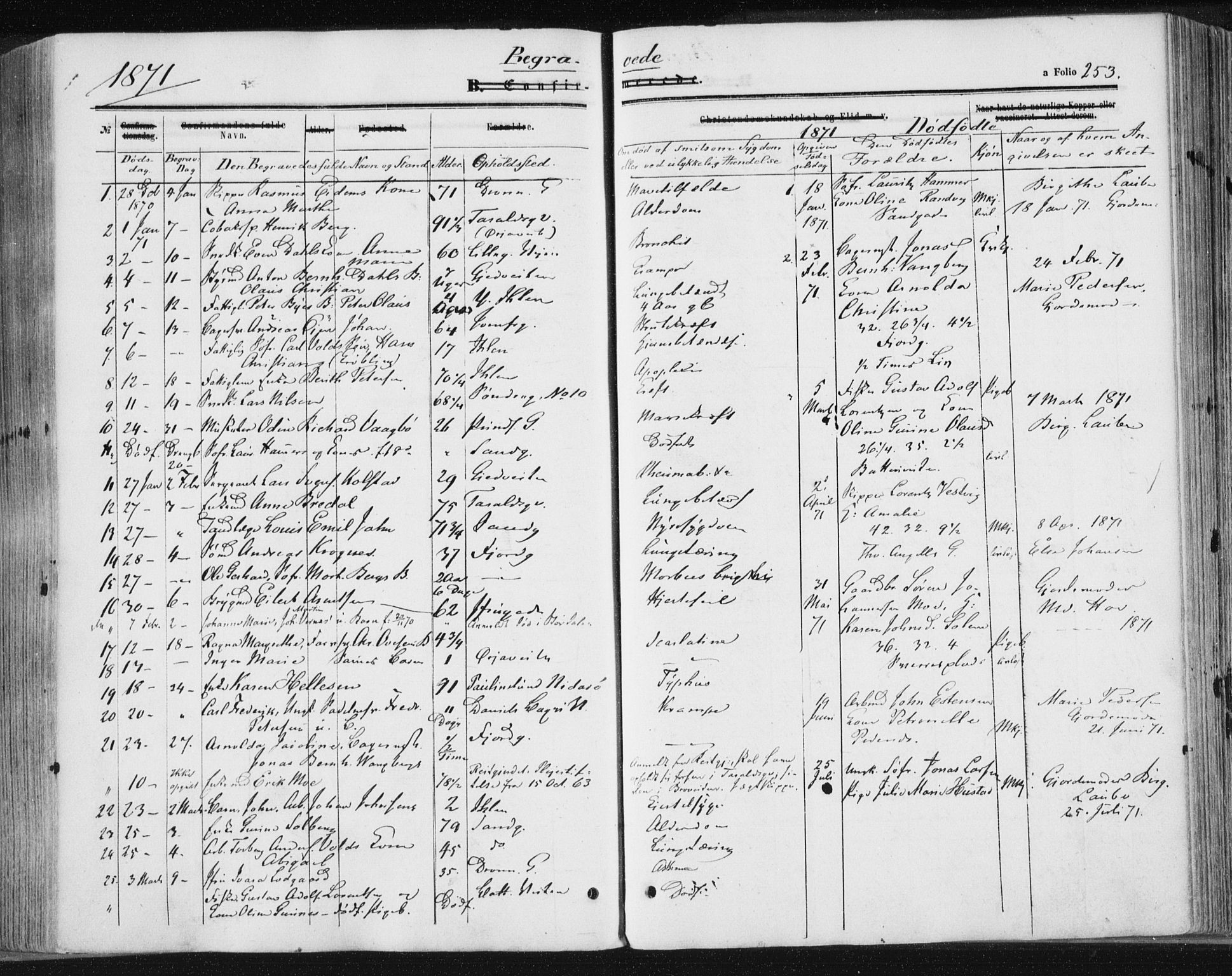 Ministerialprotokoller, klokkerbøker og fødselsregistre - Sør-Trøndelag, SAT/A-1456/602/L0115: Parish register (official) no. 602A13, 1860-1872, p. 253