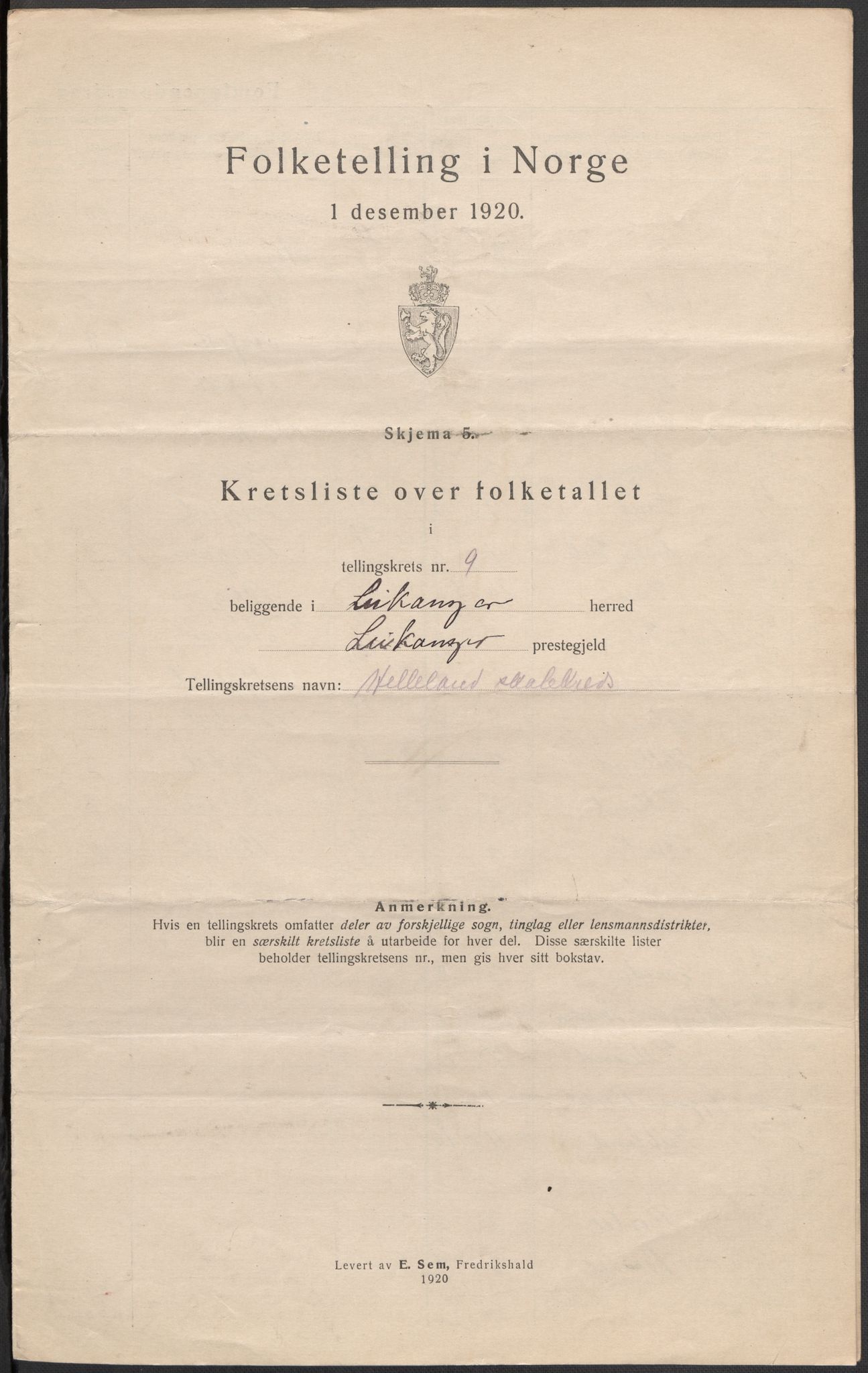 SAB, 1920 census for Leikanger, 1920, p. 31