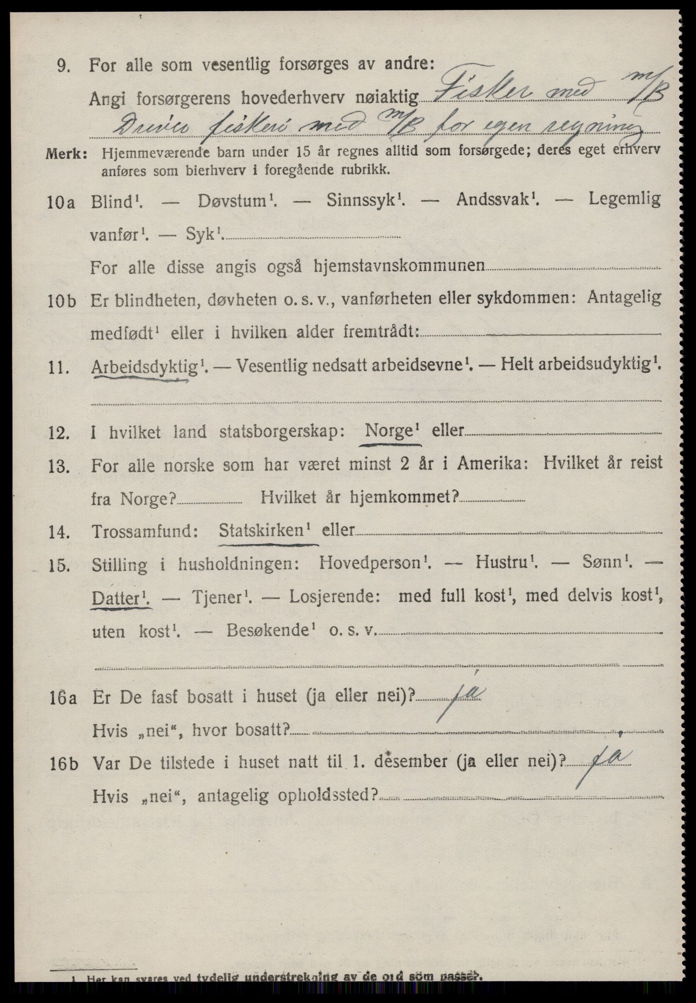 SAT, 1920 census for Ulstein, 1920, p. 1603