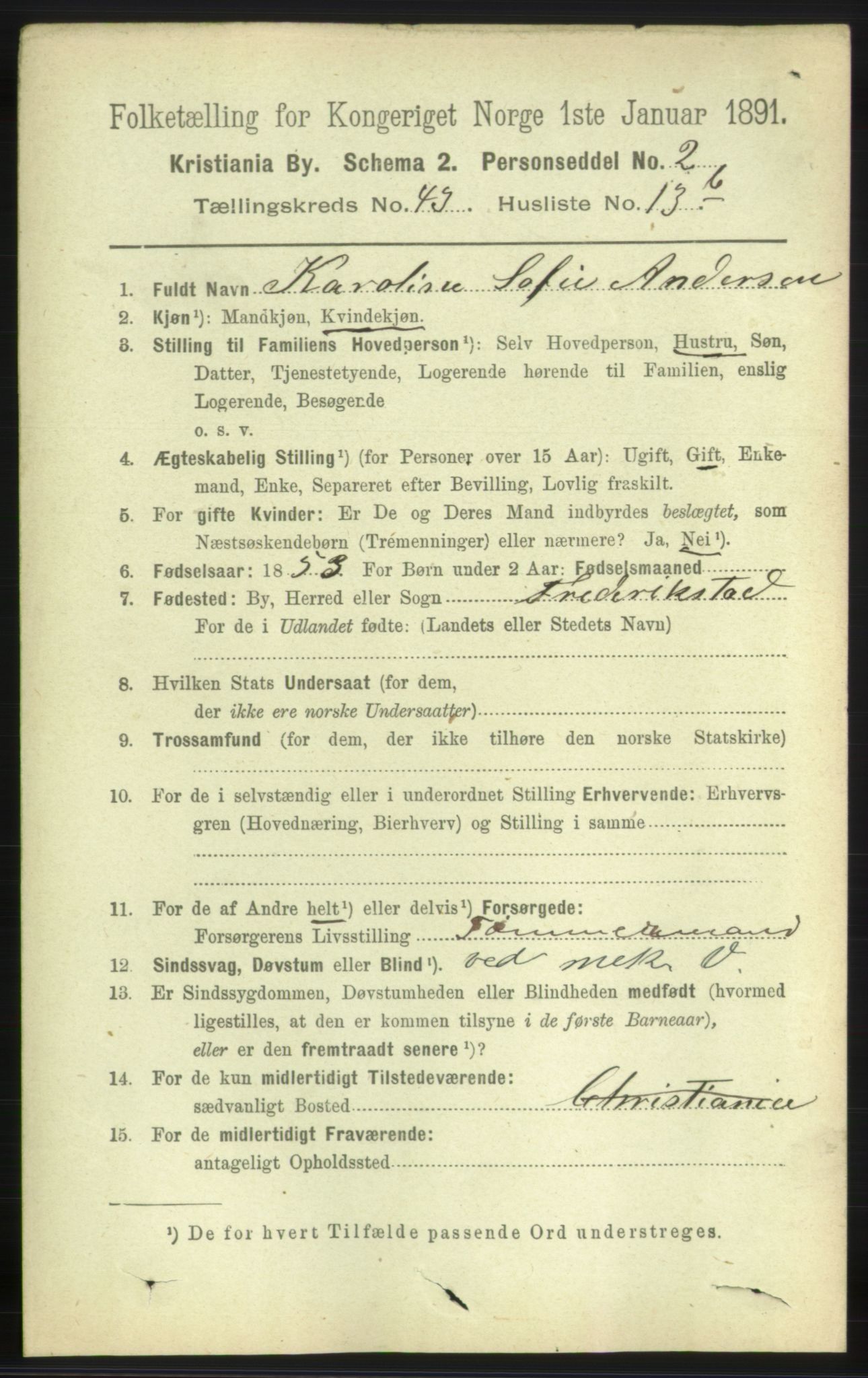 RA, 1891 census for 0301 Kristiania, 1891, p. 26093
