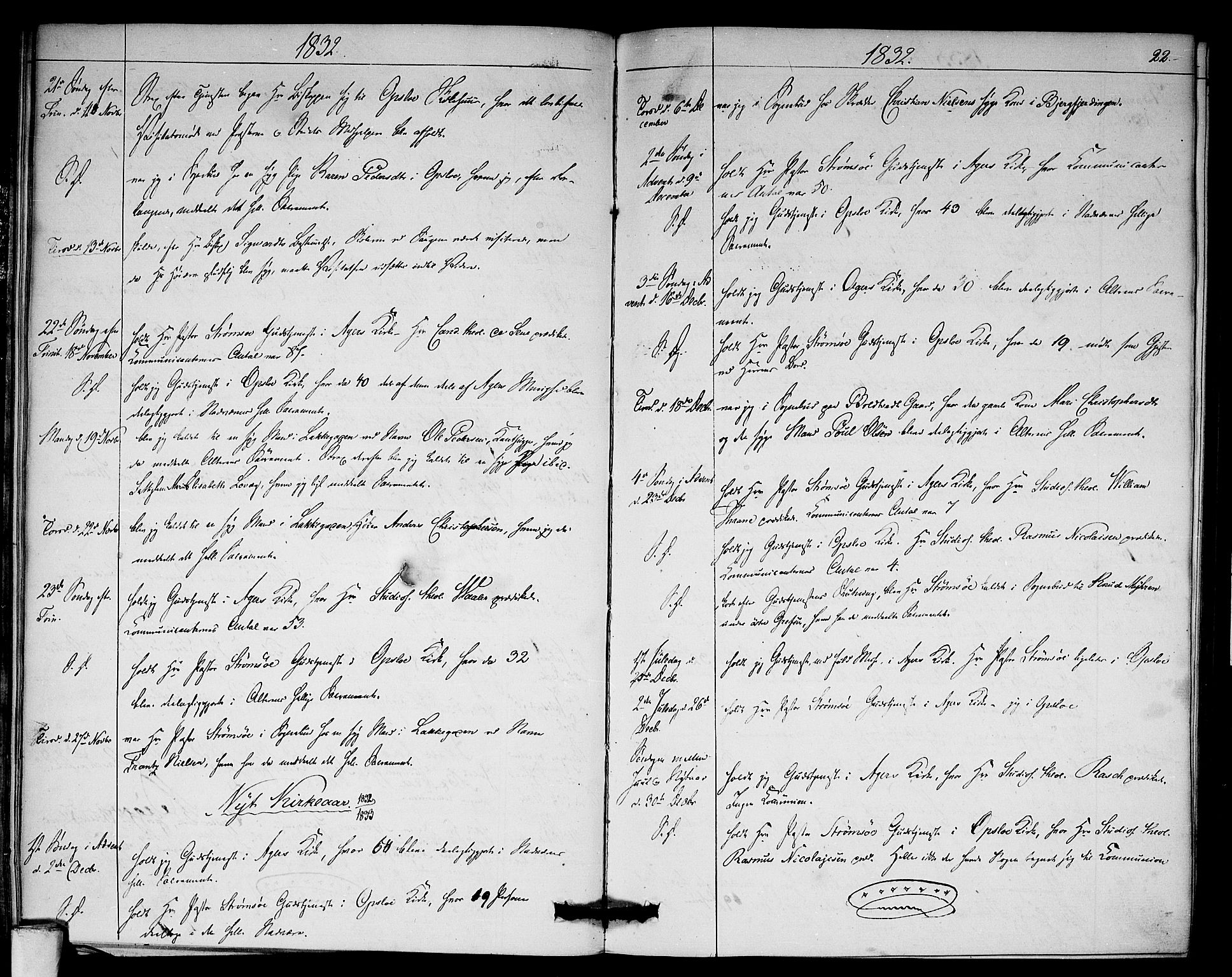 Aker prestekontor kirkebøker, AV/SAO-A-10861/F/L0018: Parish register (official) no. 18, 1829-1853, p. 22