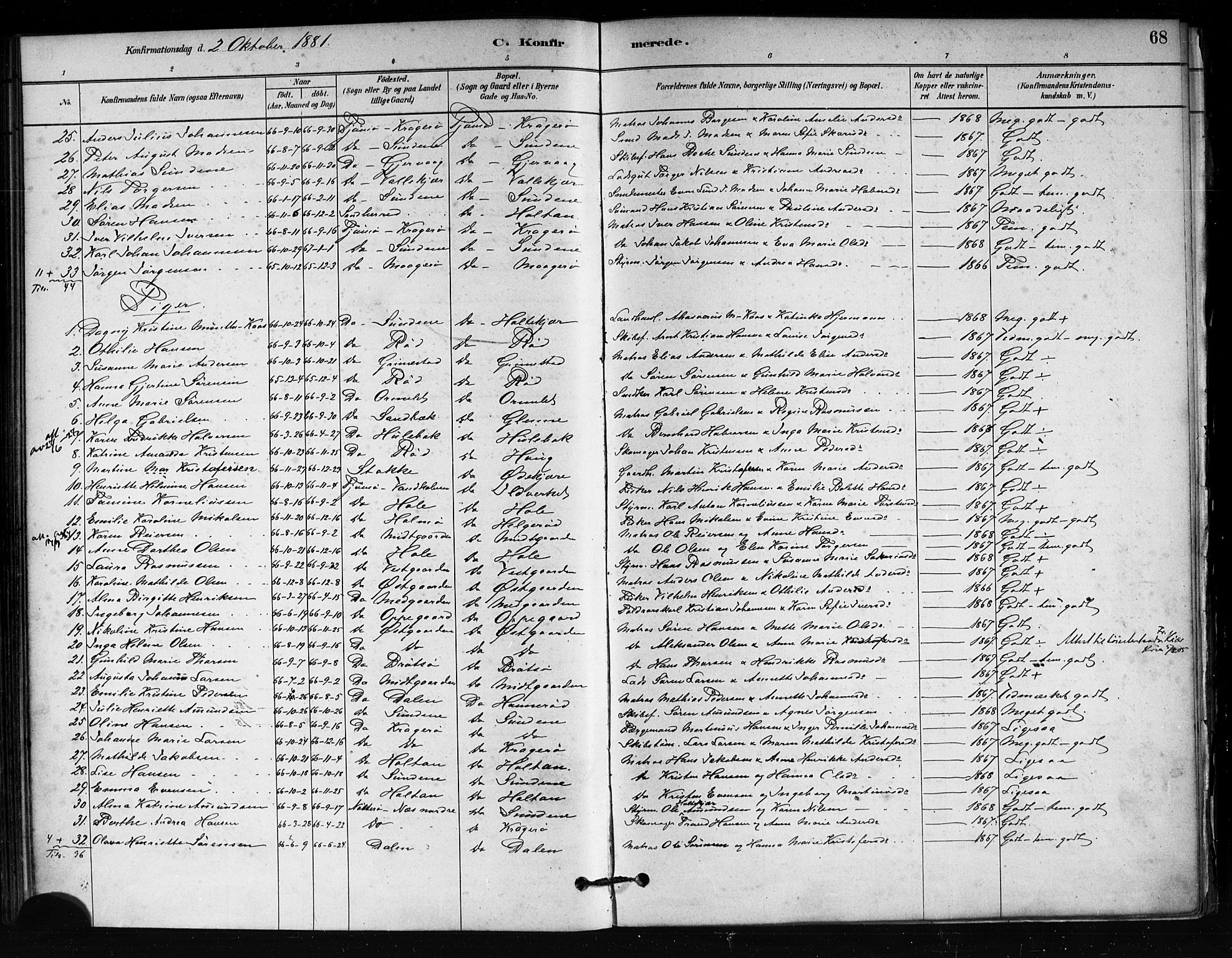 Tjøme kirkebøker, SAKO/A-328/F/Fa/L0001: Parish register (official) no. 1, 1879-1890, p. 68
