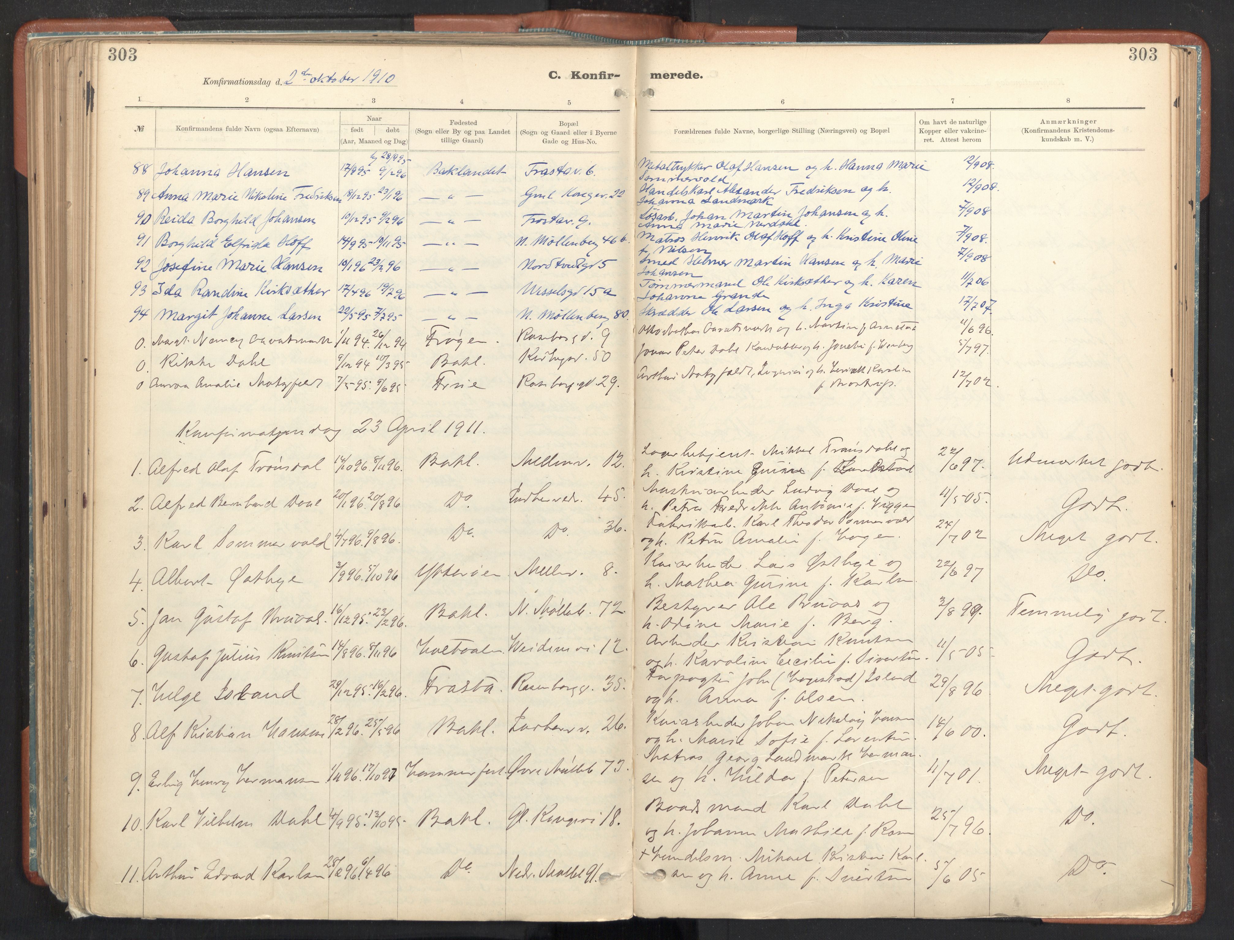 Ministerialprotokoller, klokkerbøker og fødselsregistre - Sør-Trøndelag, SAT/A-1456/605/L0243: Parish register (official) no. 605A05, 1908-1923, p. 303