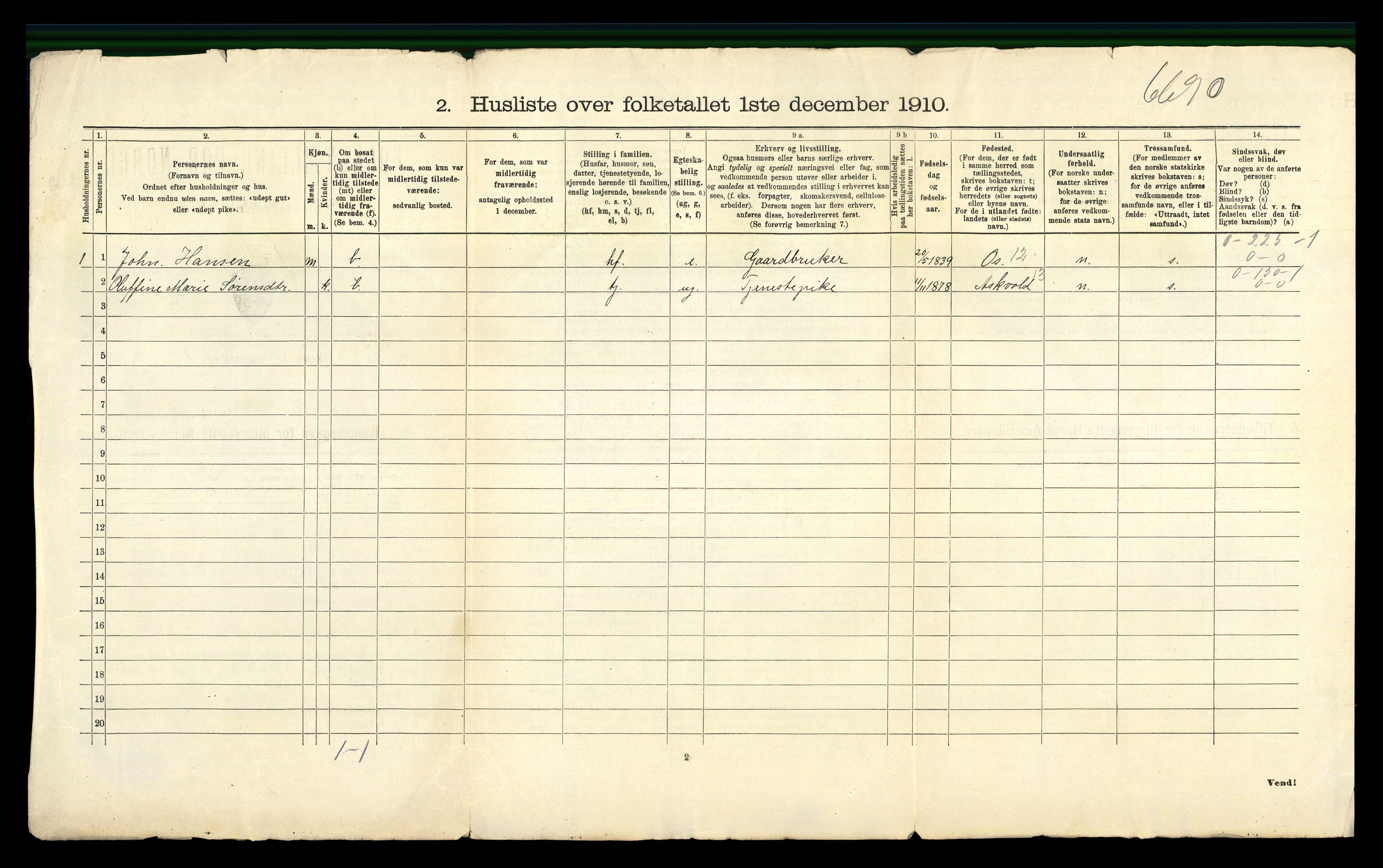 RA, 1910 census for Hyllestad, 1910, p. 50