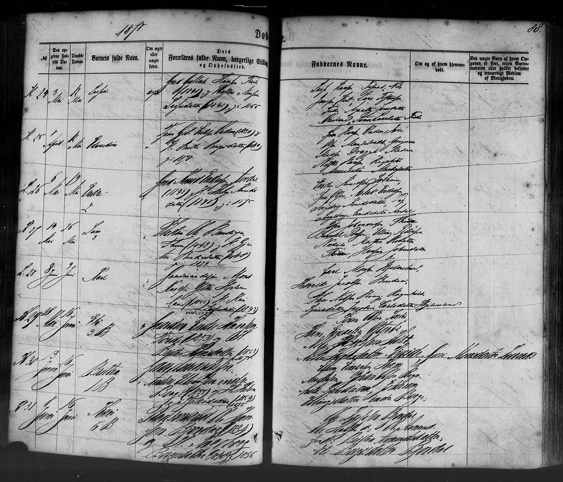 Lavik sokneprestembete, AV/SAB-A-80901: Parish register (official) no. A 4, 1864-1881, p. 88