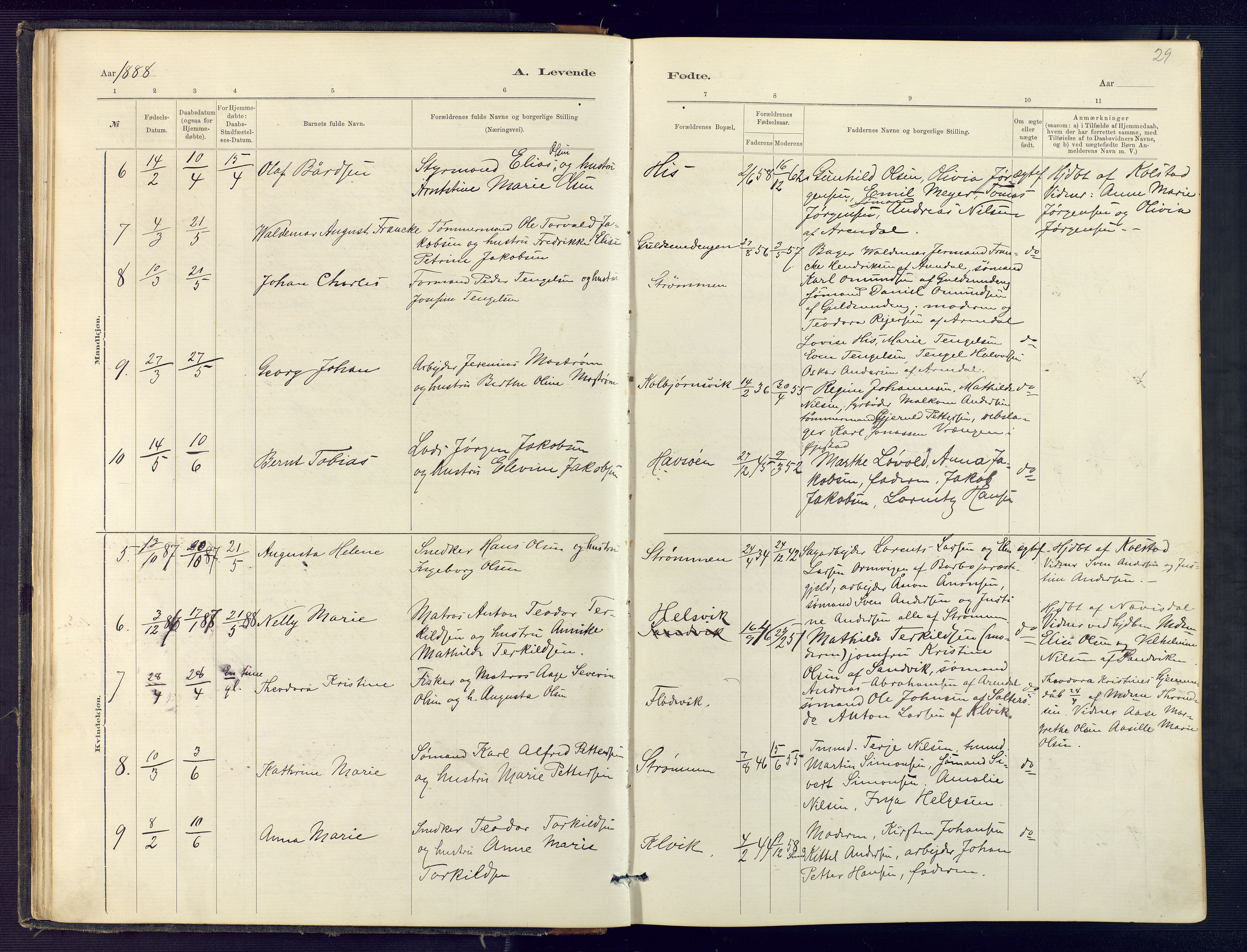 Hisøy sokneprestkontor, SAK/1111-0020/F/Fb/L0003: Parish register (copy) no. B 3, 1885-1905, p. 29