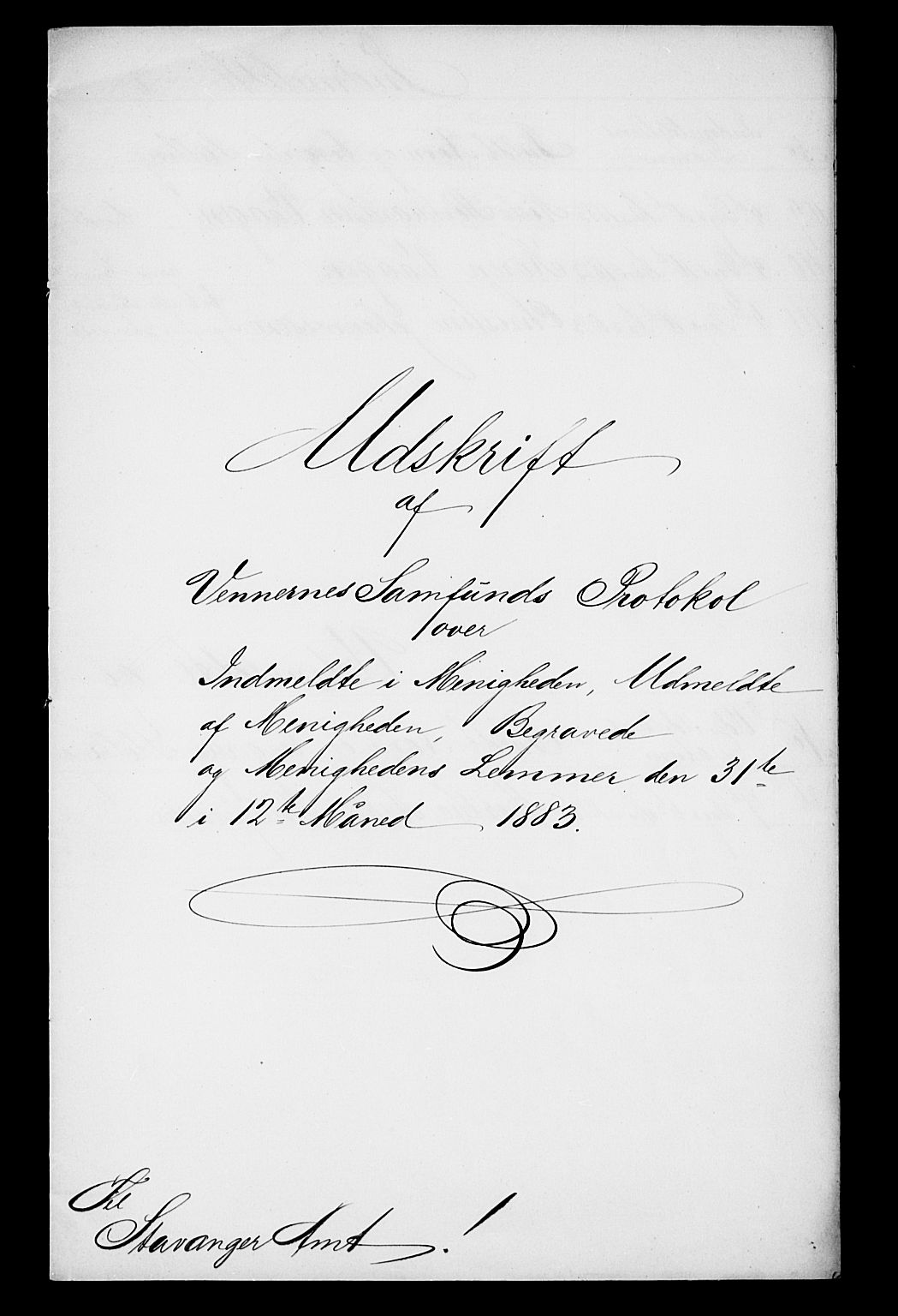 Pa 0160 - Vennenes Samfunn, Stavanger, AV/SAST-A-100269/F: Dissenter register no. -, 1870-1898