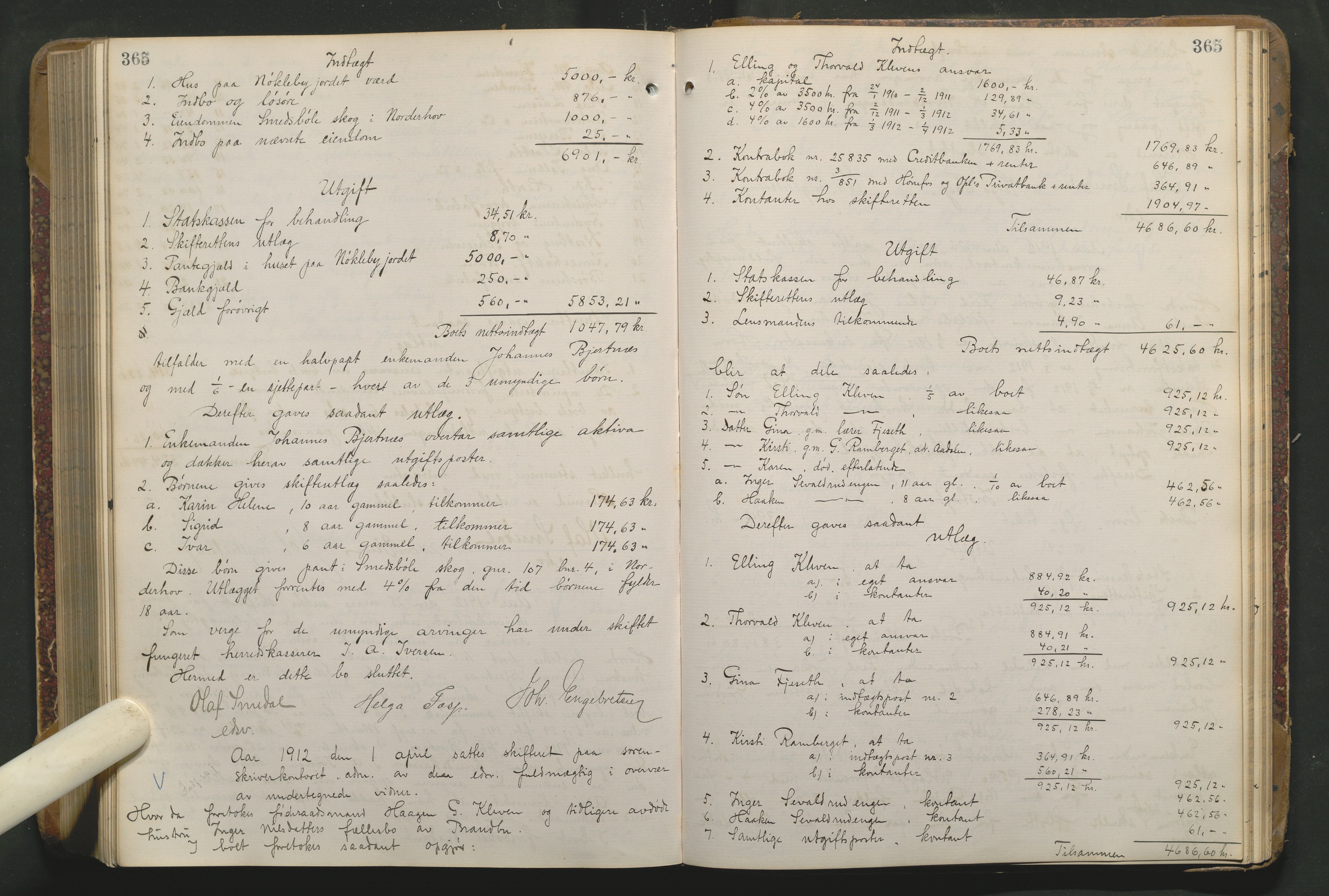 Hadeland og Land tingrett, SAH/TING-010/J/Jd/L0004: Skifteutlodningsprotokoll, 1900-1913, p. 365