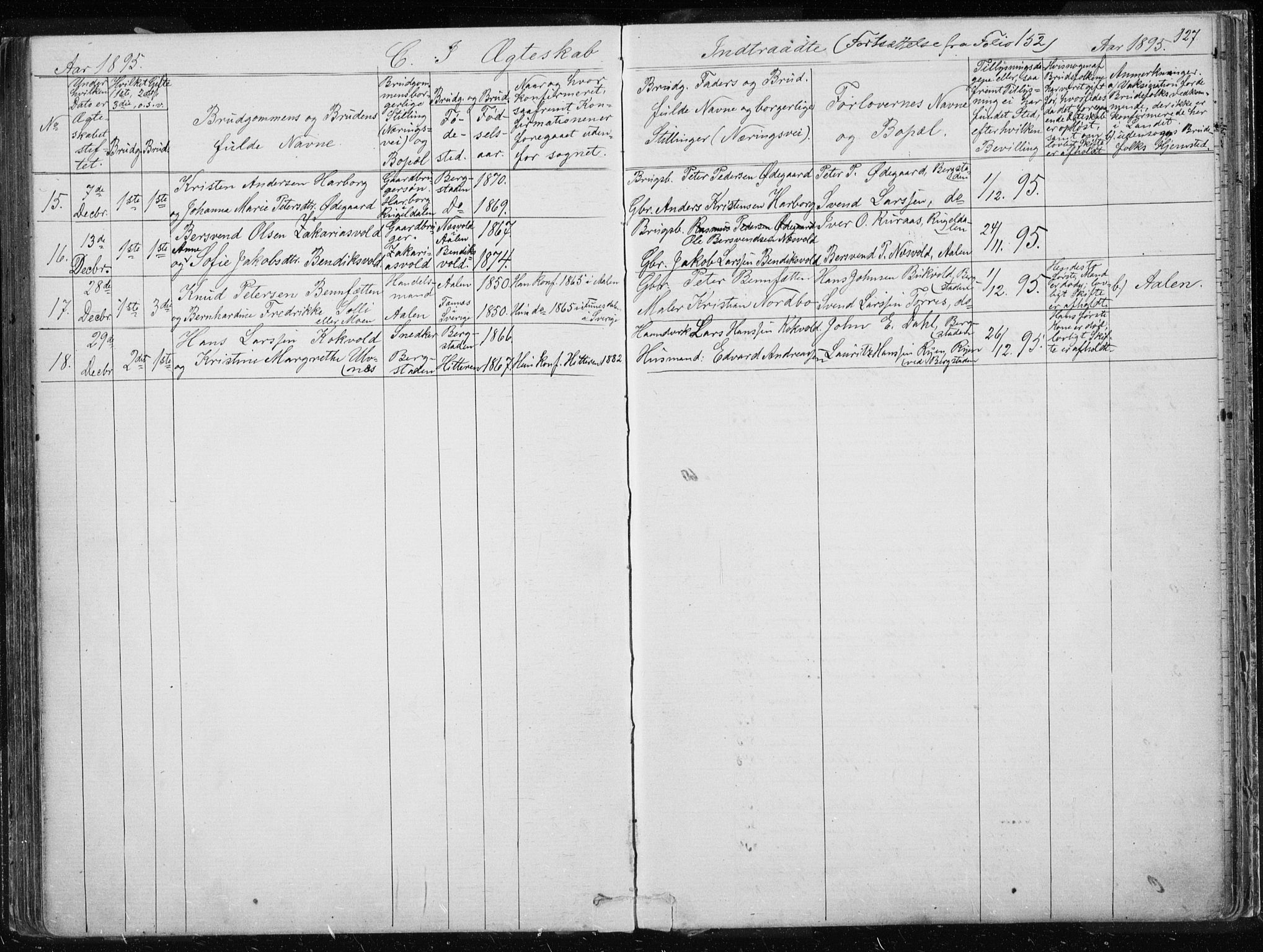 Ministerialprotokoller, klokkerbøker og fødselsregistre - Sør-Trøndelag, SAT/A-1456/681/L0940: Parish register (copy) no. 681C04, 1880-1895, p. 127
