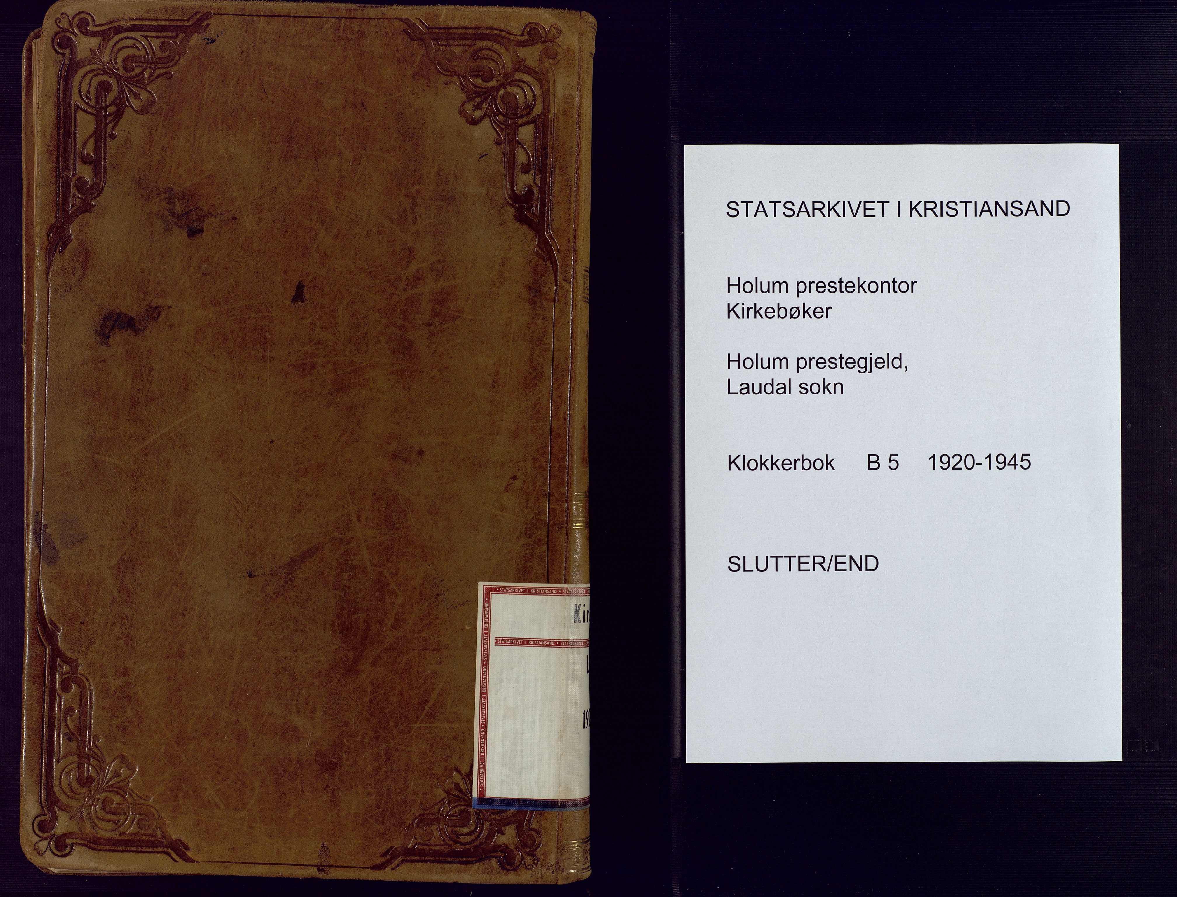 Holum sokneprestkontor, AV/SAK-1111-0022/F/Fb/Fbb/L0005: Parish register (copy) no. B 5, 1920-1945