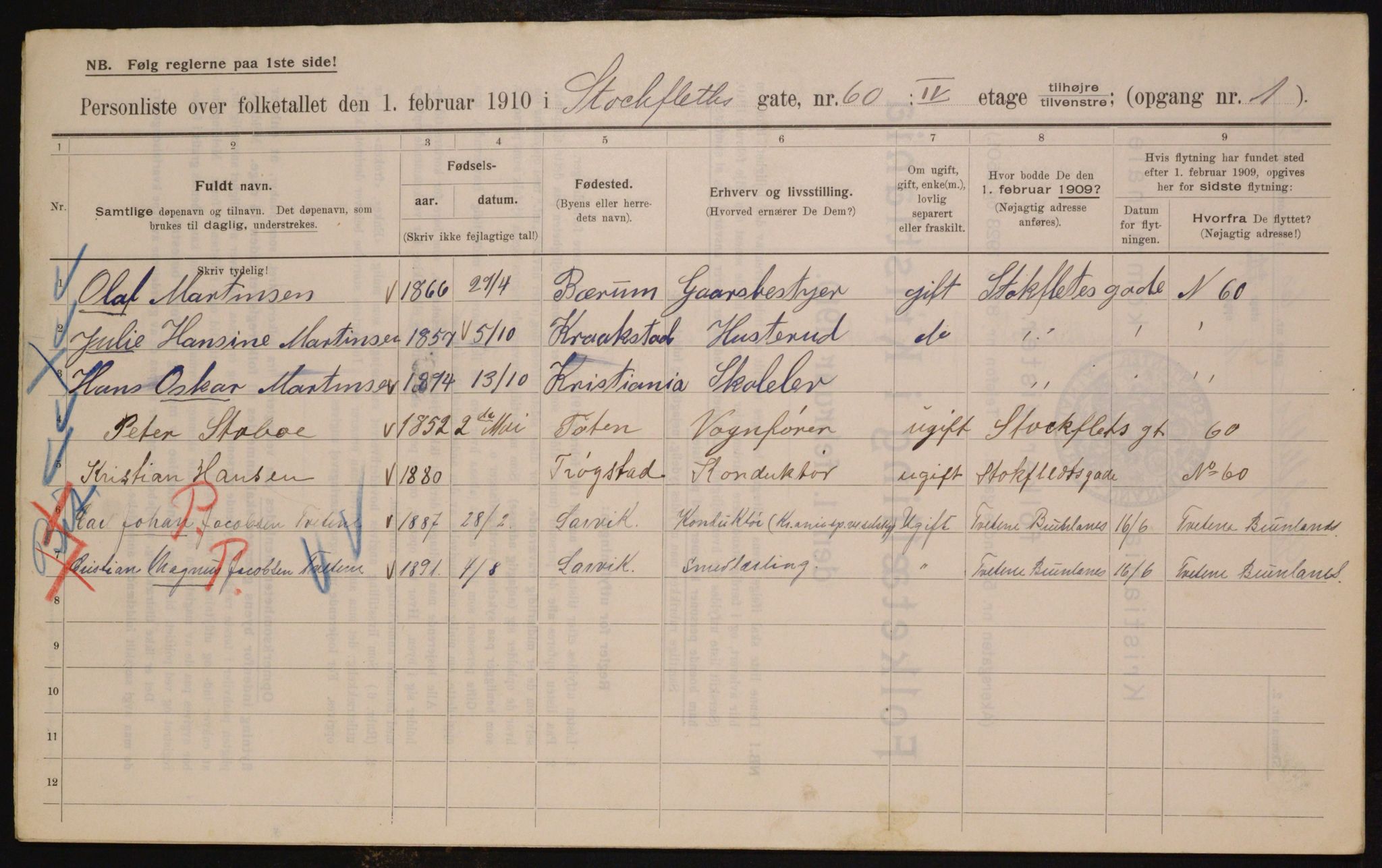 OBA, Municipal Census 1910 for Kristiania, 1910, p. 97204