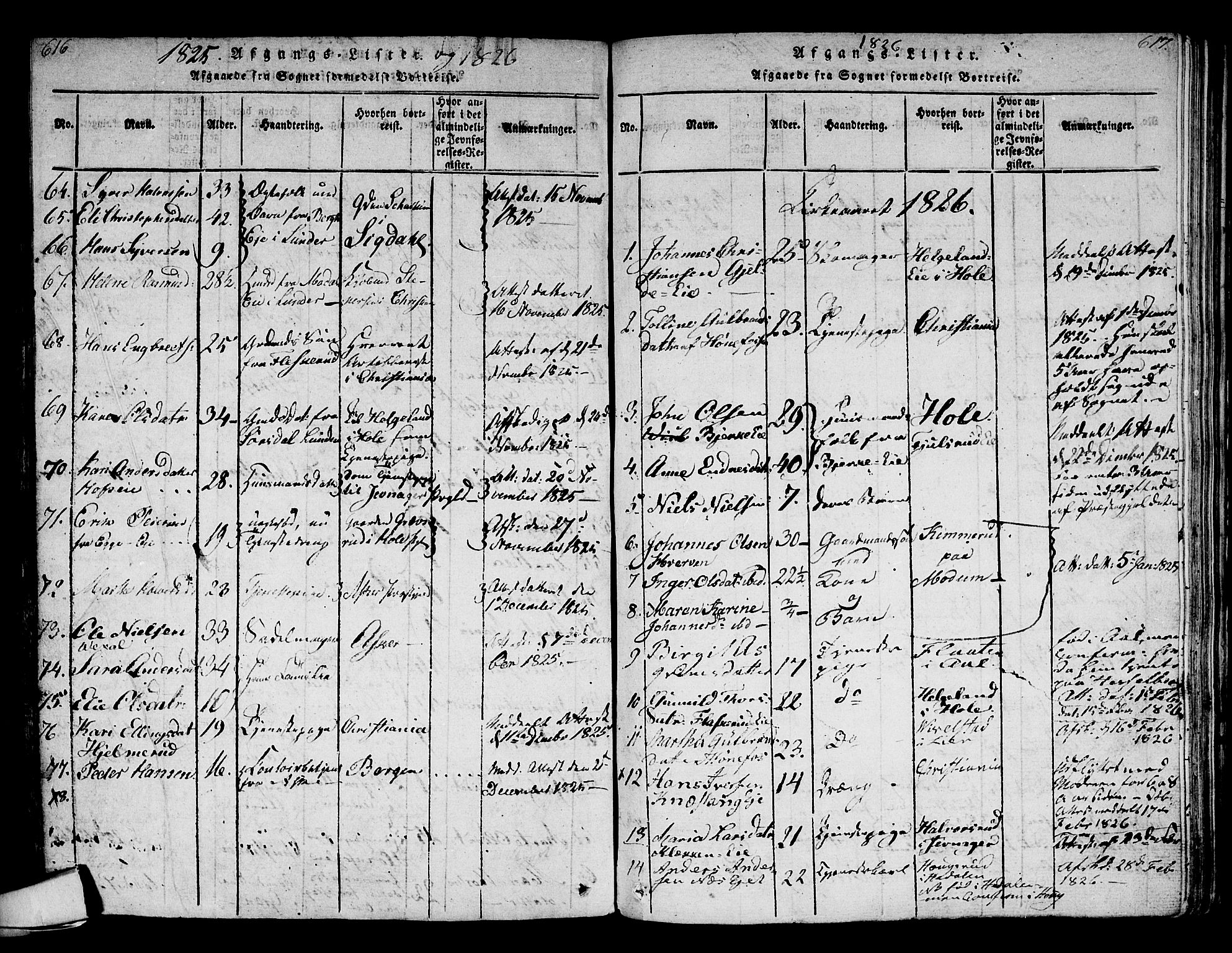 Norderhov kirkebøker, AV/SAKO-A-237/F/Fa/L0008: Parish register (official) no. 8, 1814-1833, p. 616-617