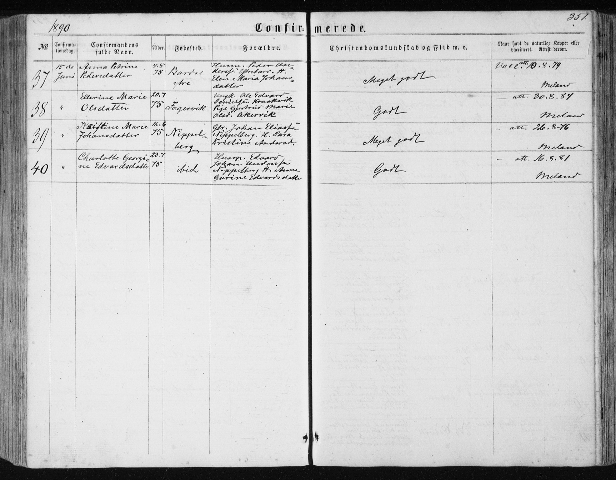 Ministerialprotokoller, klokkerbøker og fødselsregistre - Nordland, AV/SAT-A-1459/838/L0556: Parish register (copy) no. 838C03, 1861-1893, p. 351