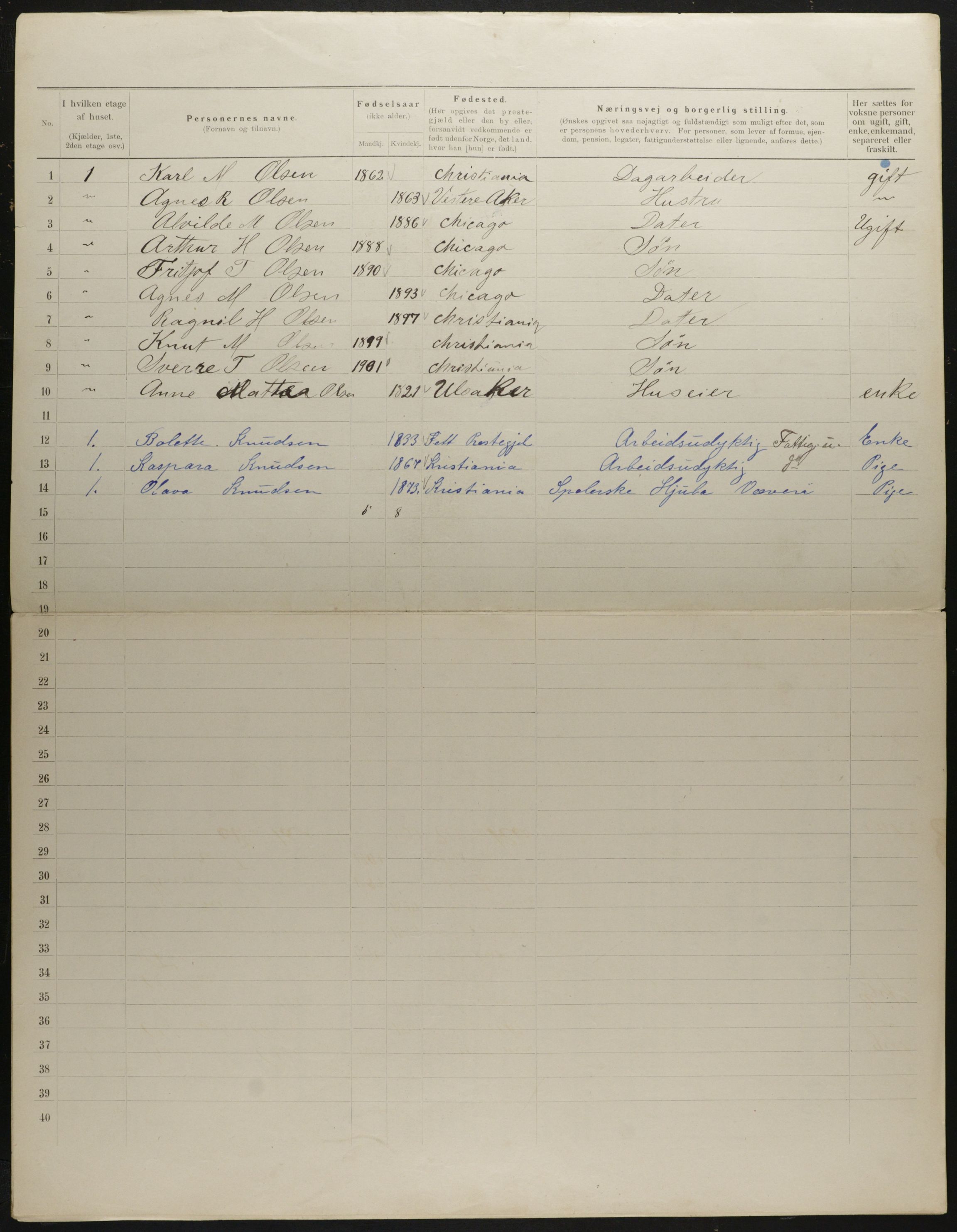 OBA, Municipal Census 1901 for Kristiania, 1901, p. 2454