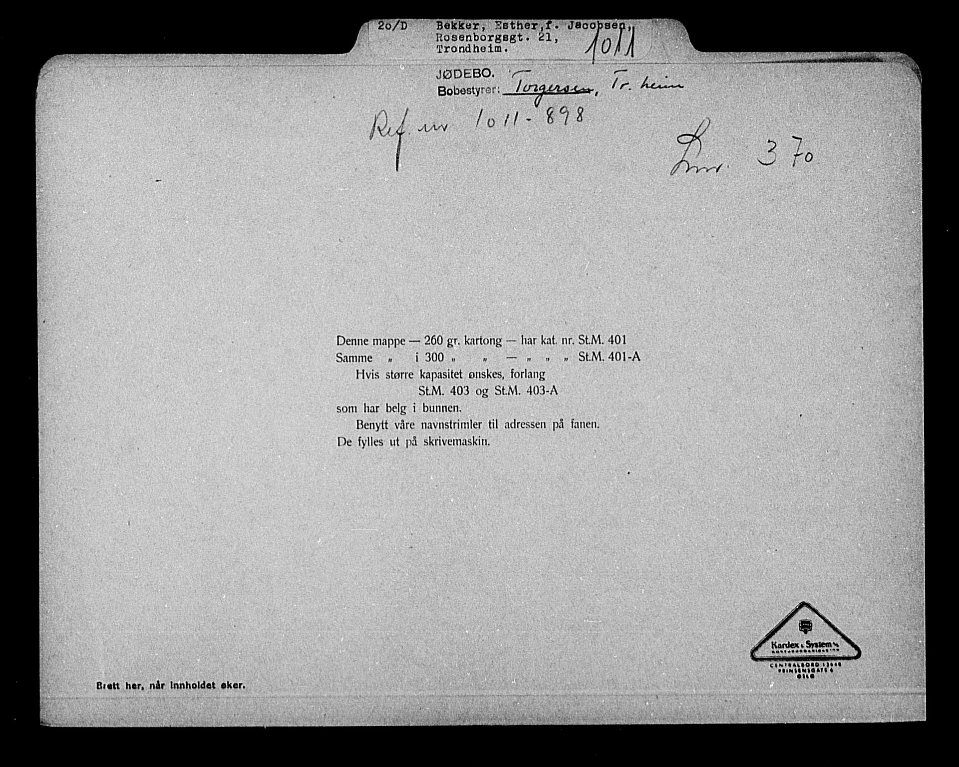 Justisdepartementet, Tilbakeføringskontoret for inndratte formuer, RA/S-1564/H/Hc/Hca/L0892: --, 1945-1947, p. 303