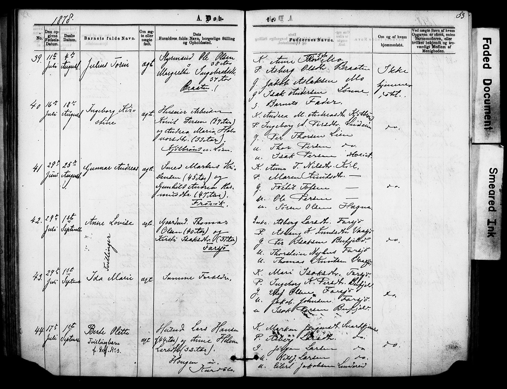 Sannidal kirkebøker, SAKO/A-296/F/Fa/L0014: Parish register (official) no. 14, 1874-1883, p. 53