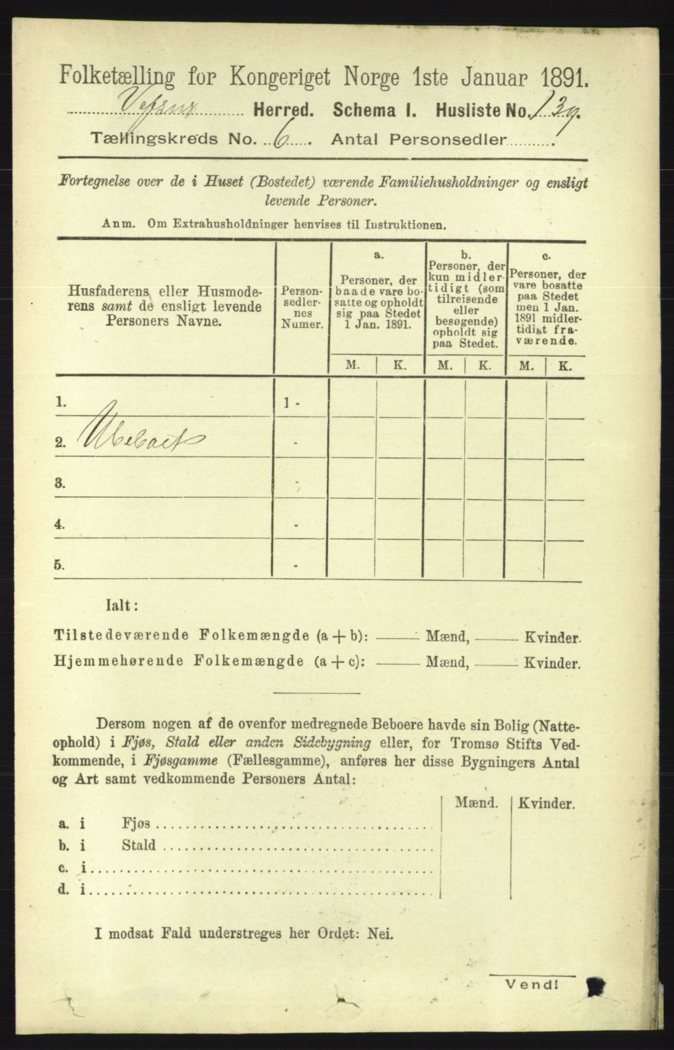 RA, 1891 census for 1824 Vefsn, 1891, p. 2804