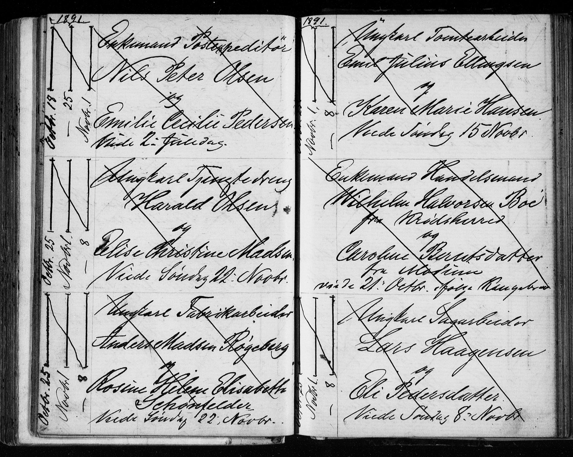 Bragernes kirkebøker, AV/SAKO-A-6/H/Ha/L0006: Banns register no. 6, 1873-1896