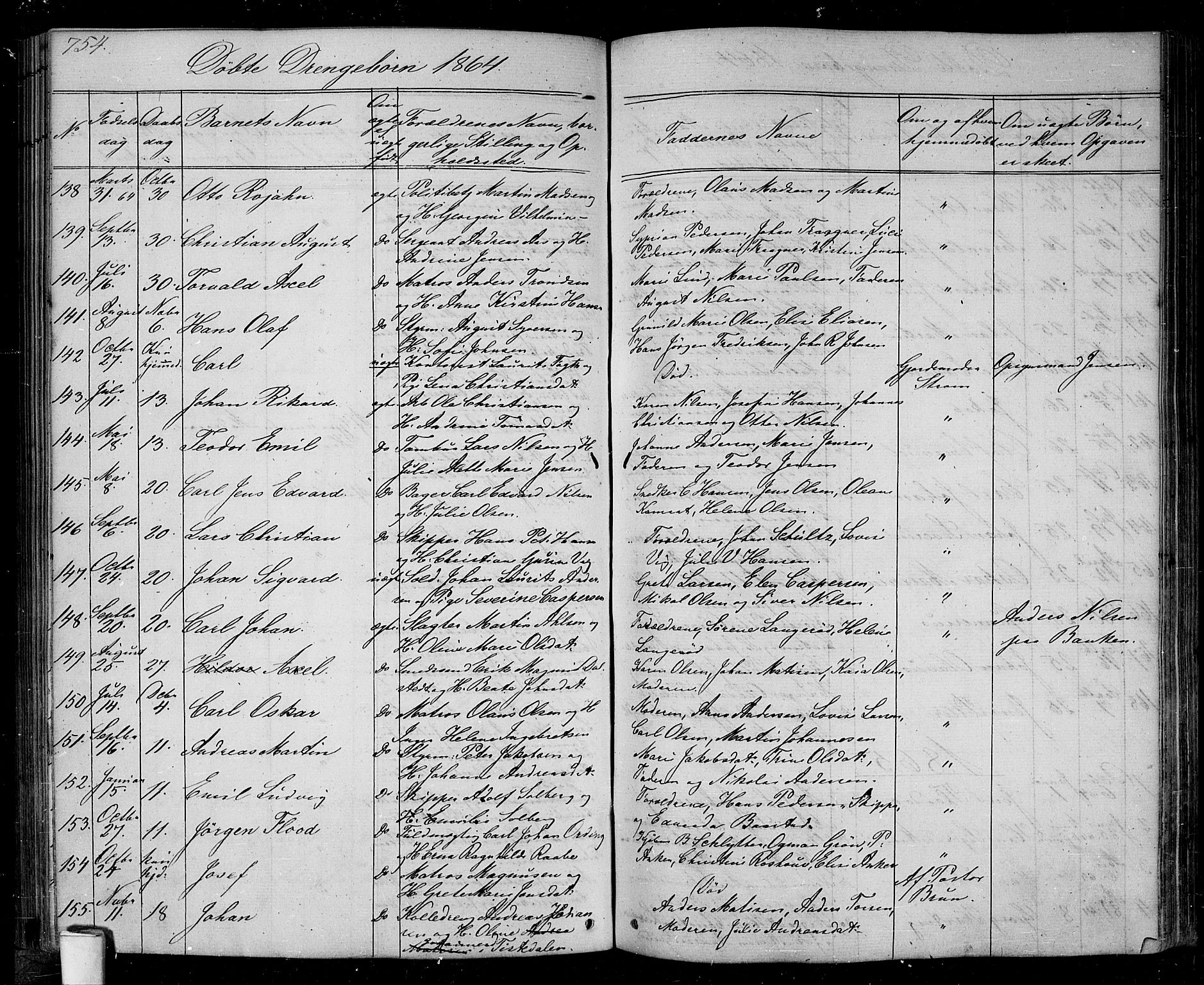 Halden prestekontor Kirkebøker, SAO/A-10909/G/Ga/L0005b: Parish register (copy) no. 5B, 1864-1868, p. 754