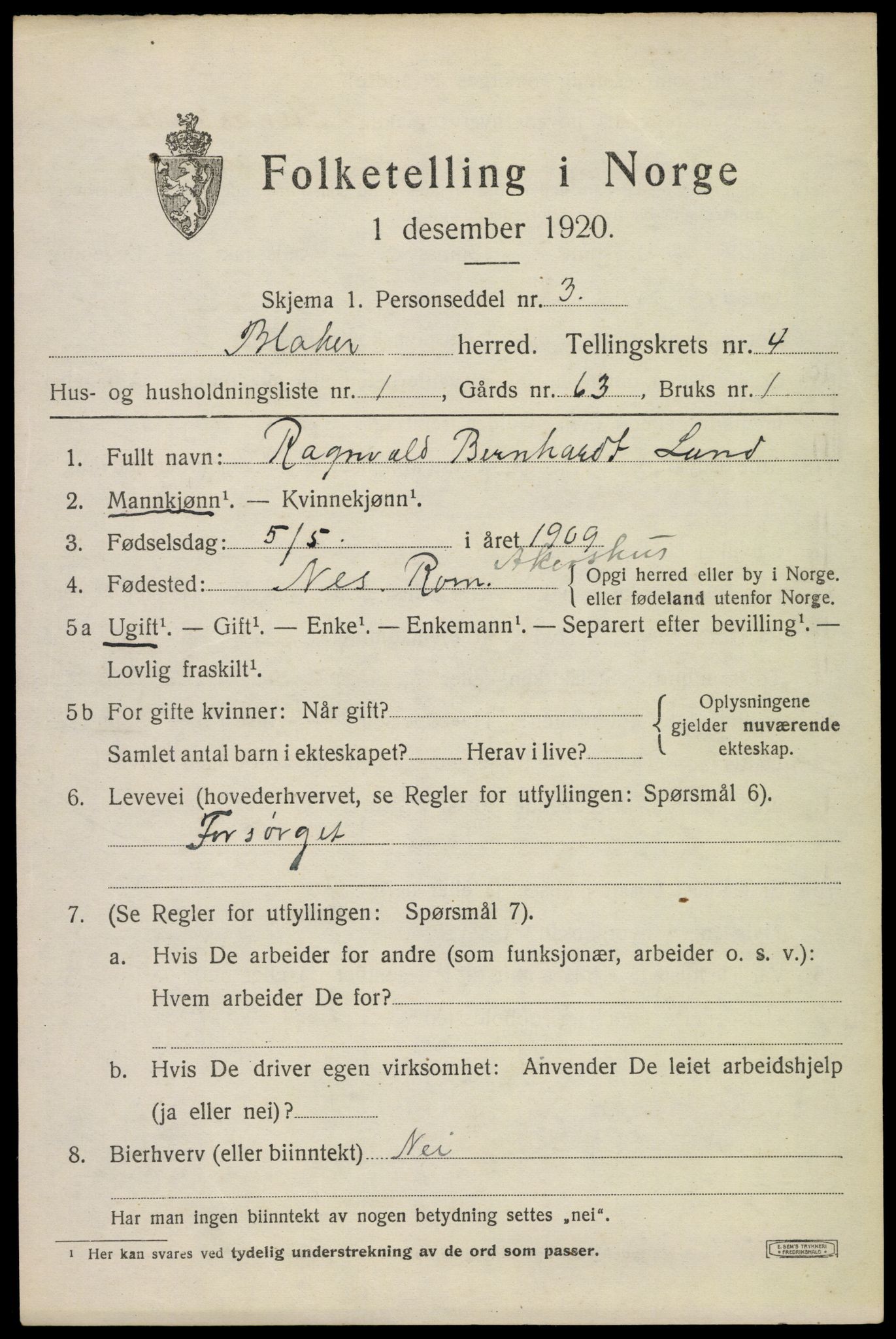 SAO, 1920 census for Blaker, 1920, p. 3083