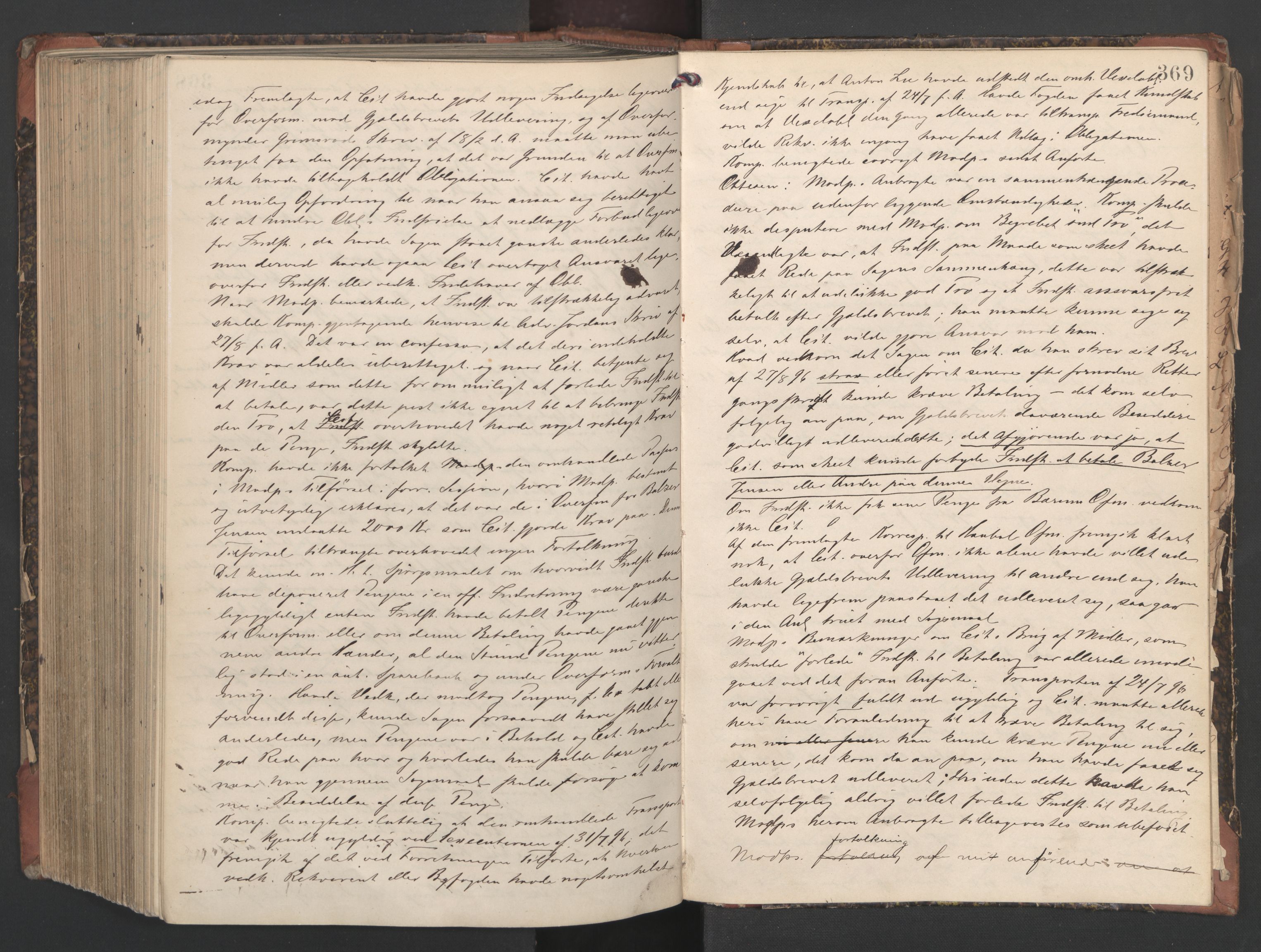 Follo sorenskriveri, AV/SAO-A-10274/F/Fc/Fca/L0014: Ekstrarettsprotokoll, 1884-1899, p. 368b-369a