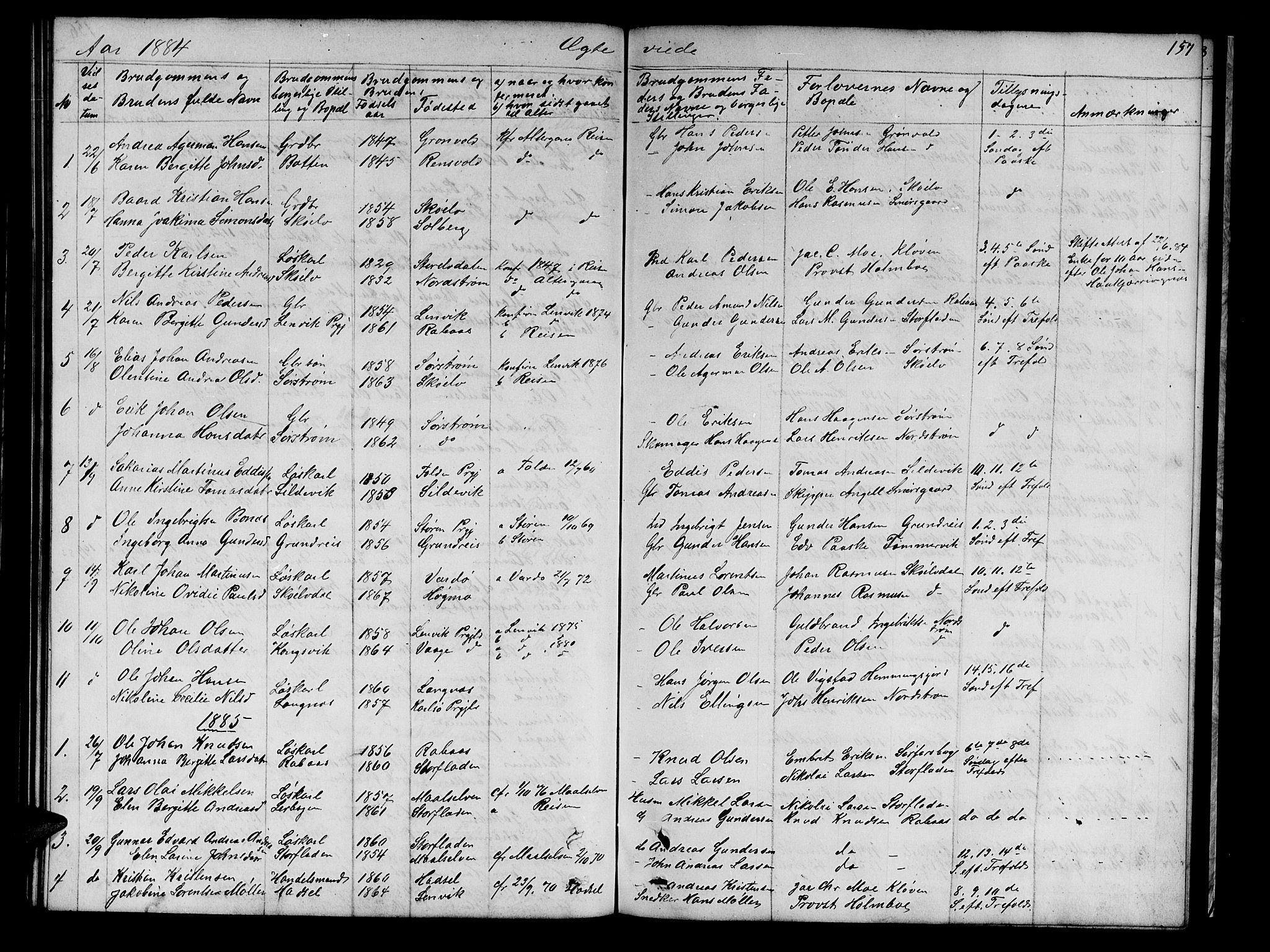 Tranøy sokneprestkontor, SATØ/S-1313/I/Ia/Iab/L0021klokker: Parish register (copy) no. 21, 1861-1886, p. 157